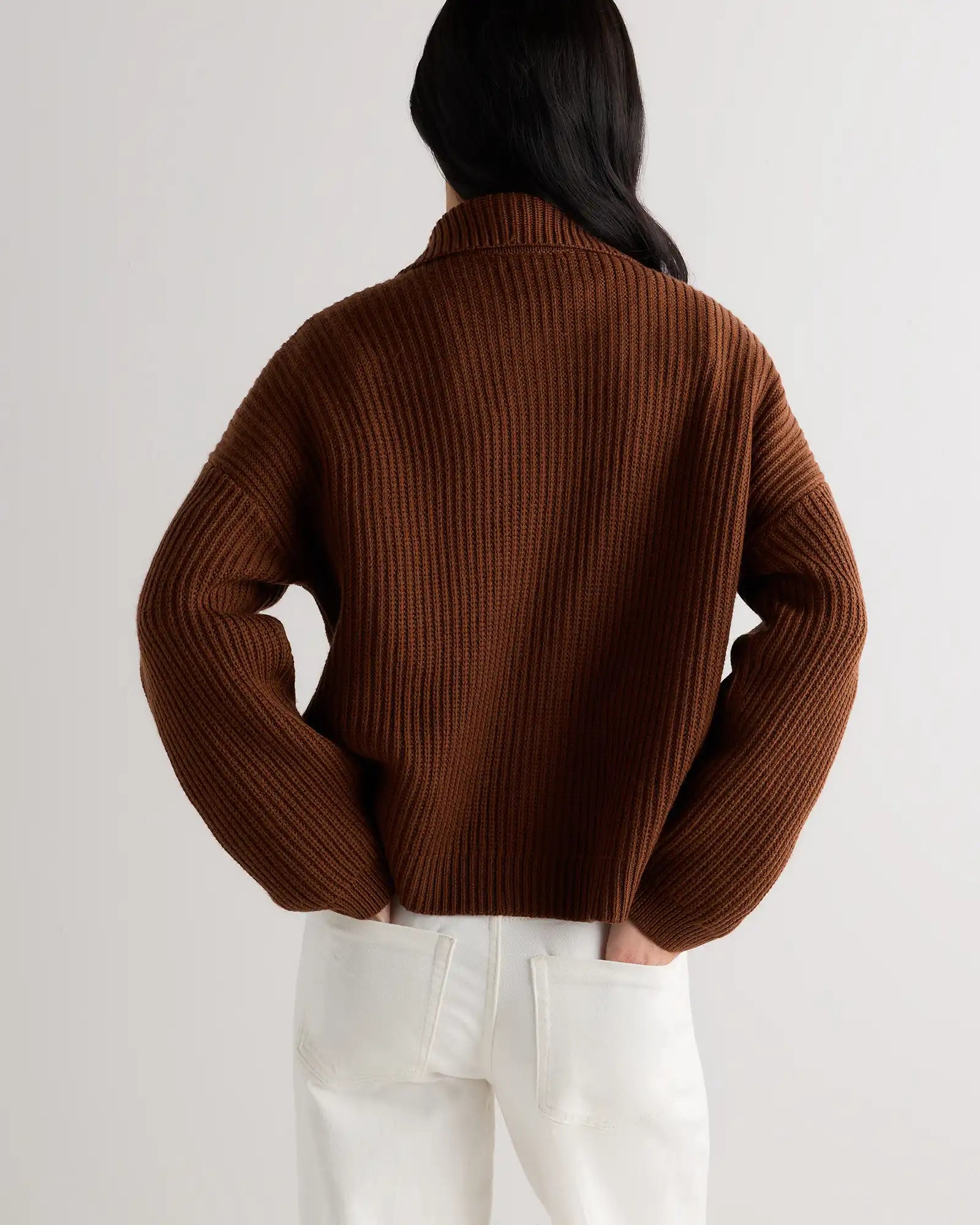 Australian Merino Wool Collared Cable Cardigan