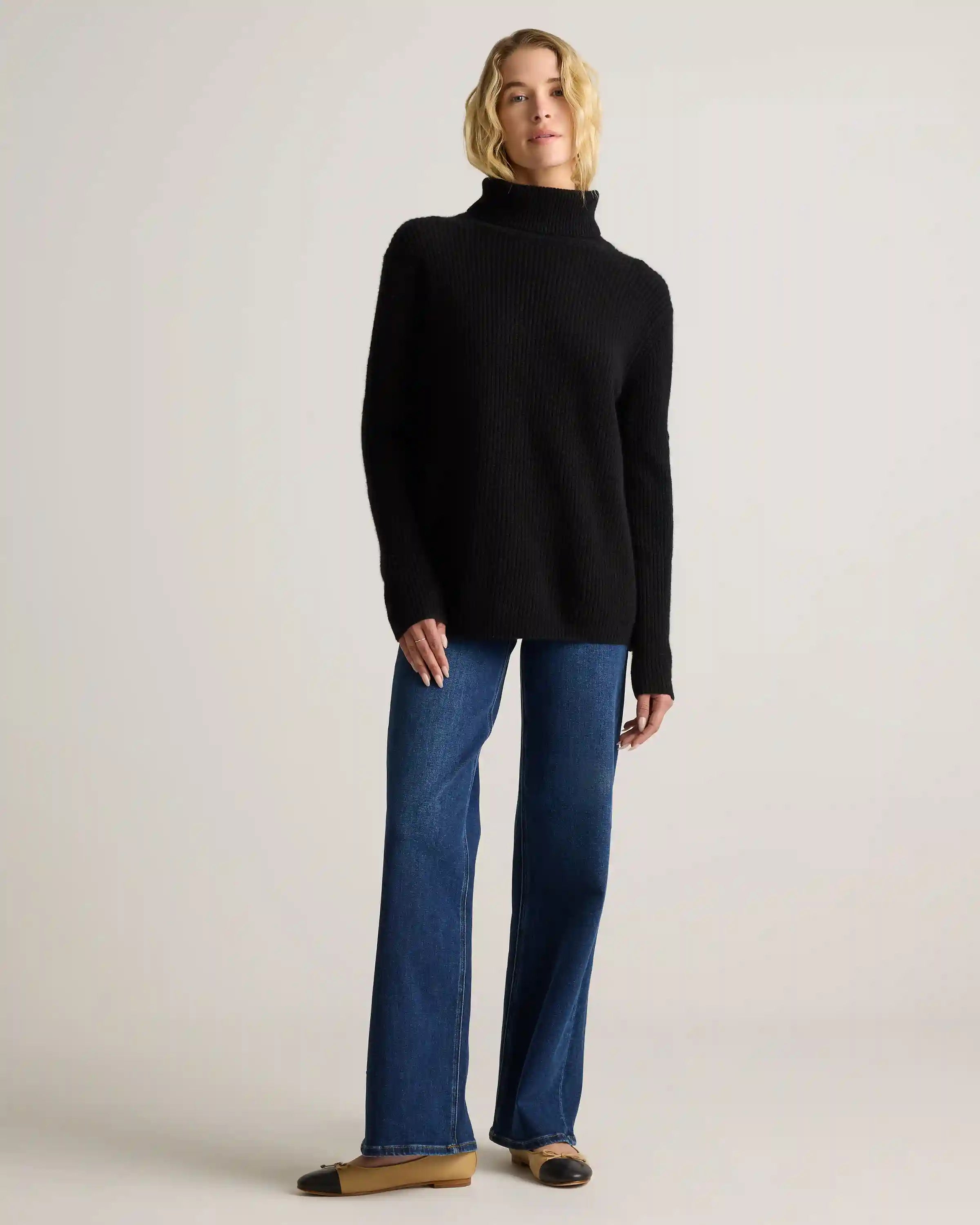 Mongolian Cashmere Fisherman Turtleneck Sweater