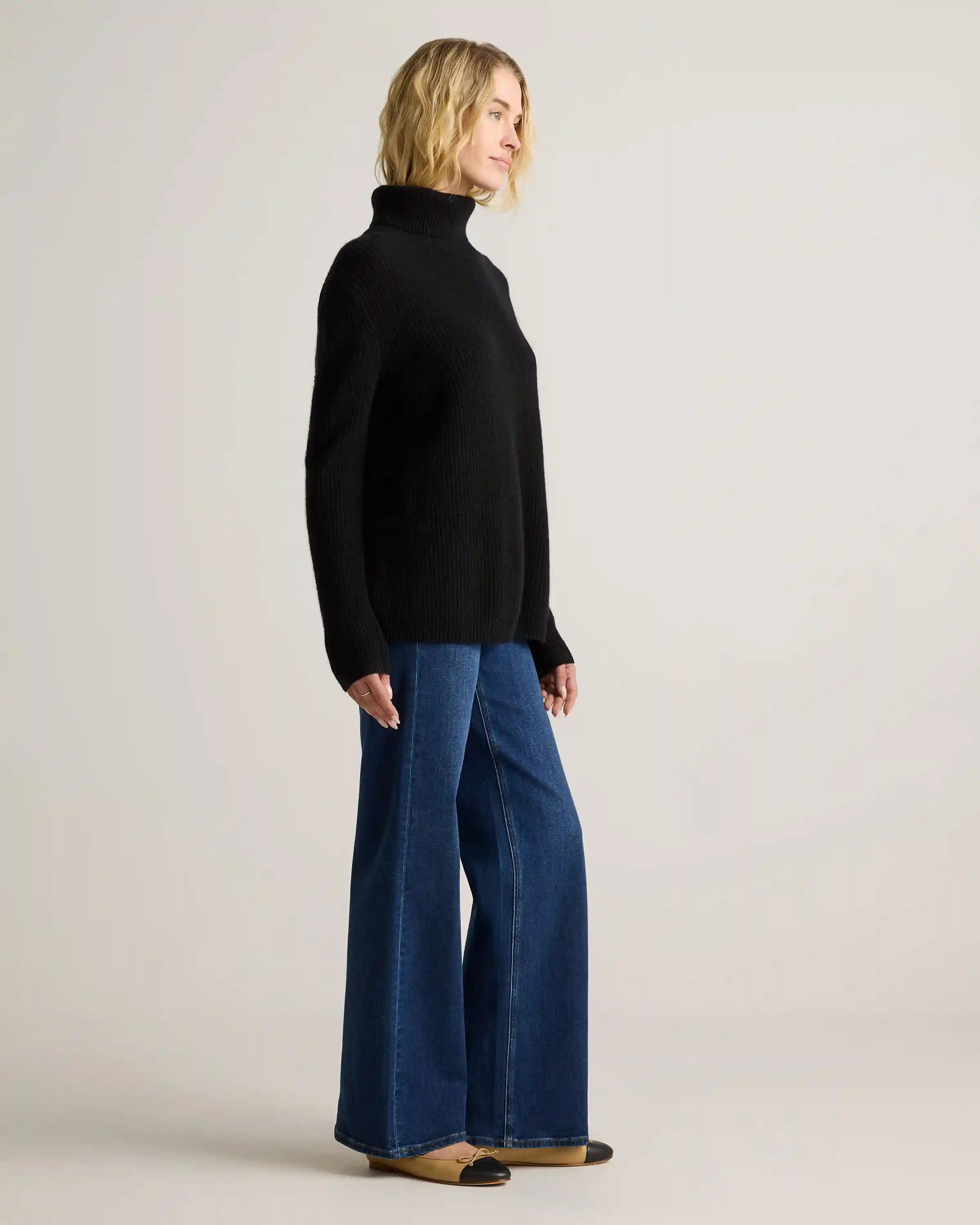 Mongolian Cashmere Fisherman Turtleneck Sweater