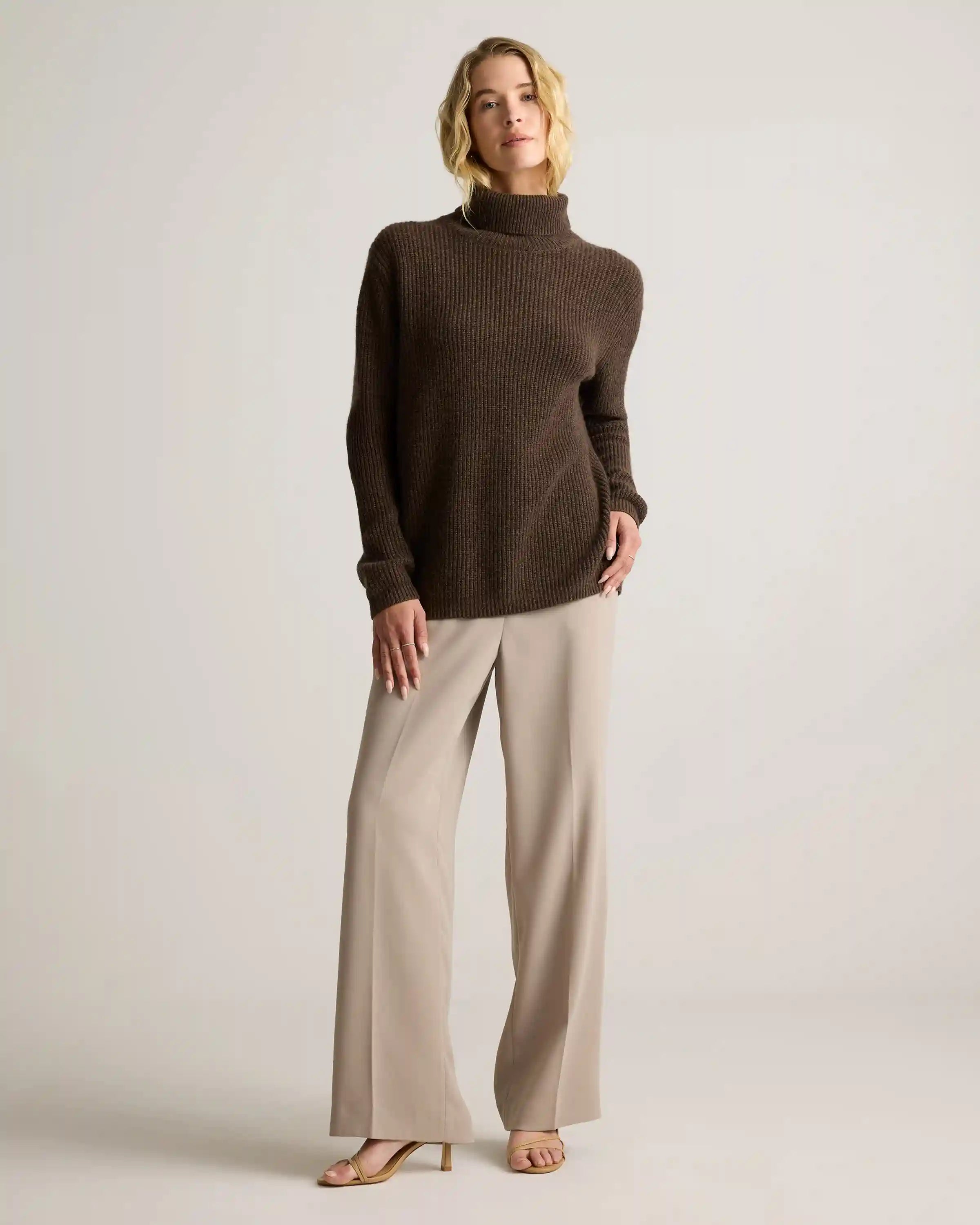 Mongolian Cashmere Fisherman Turtleneck Sweater