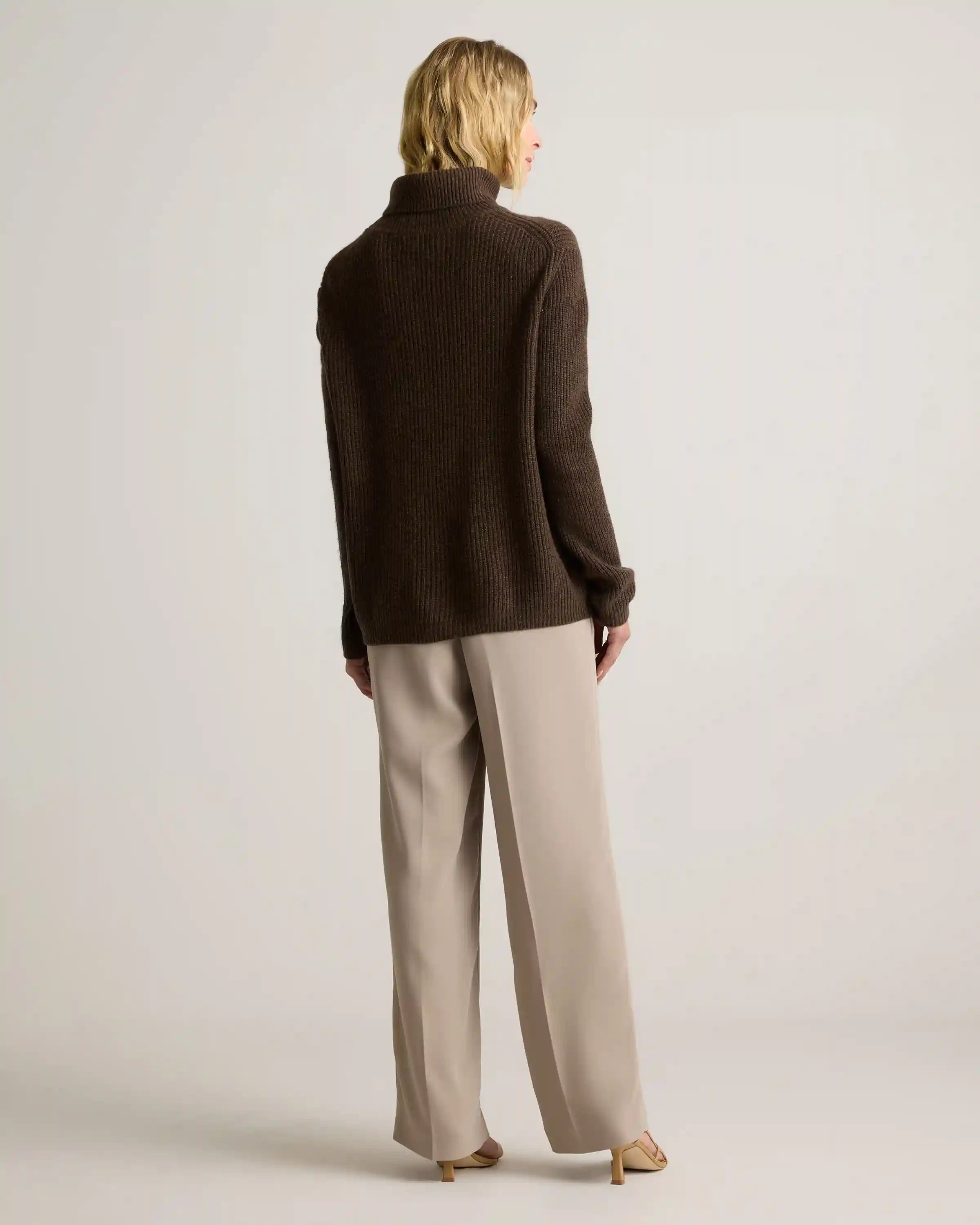 Mongolian Cashmere Fisherman Turtleneck Sweater