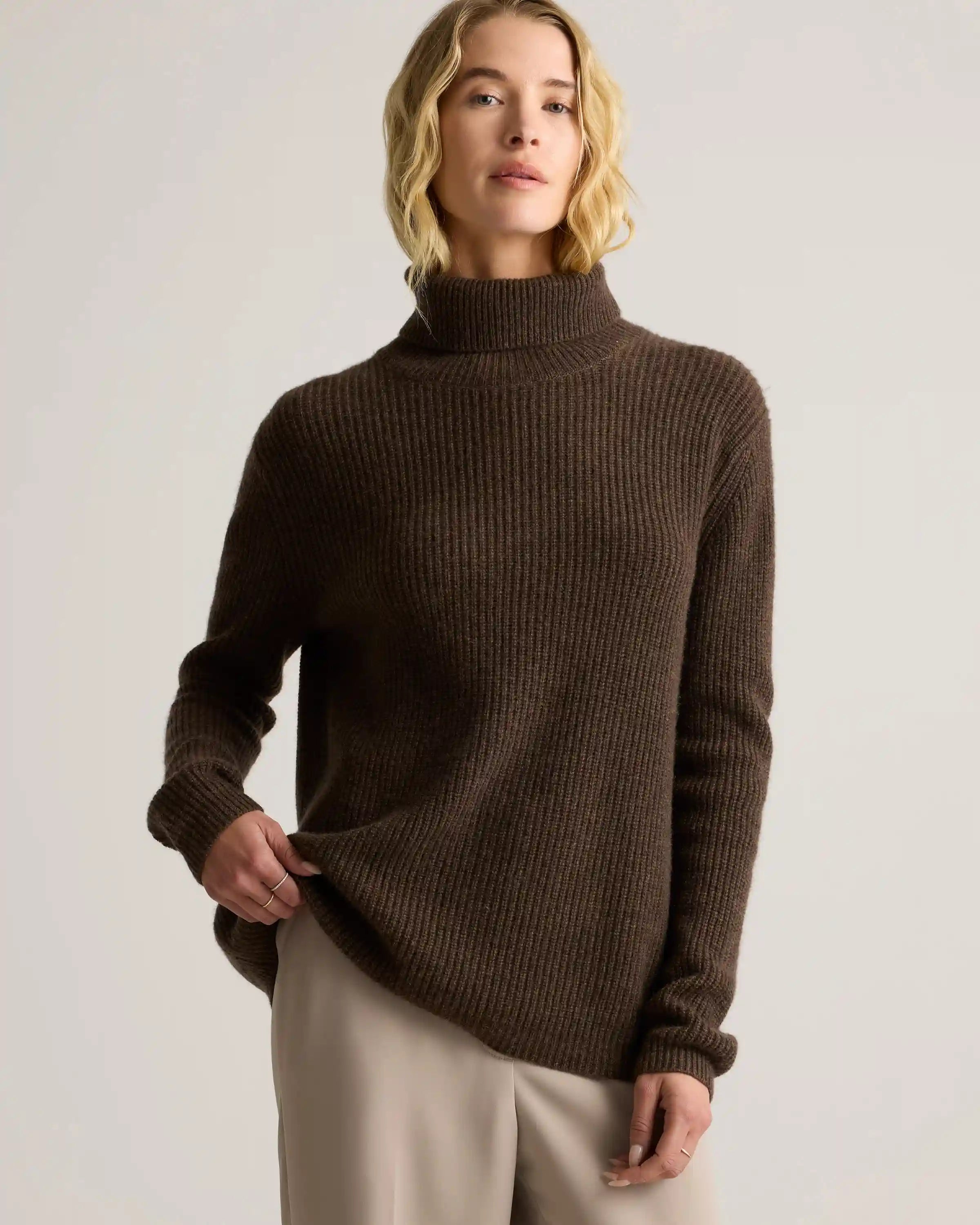 Mongolian Cashmere Fisherman Turtleneck Sweater