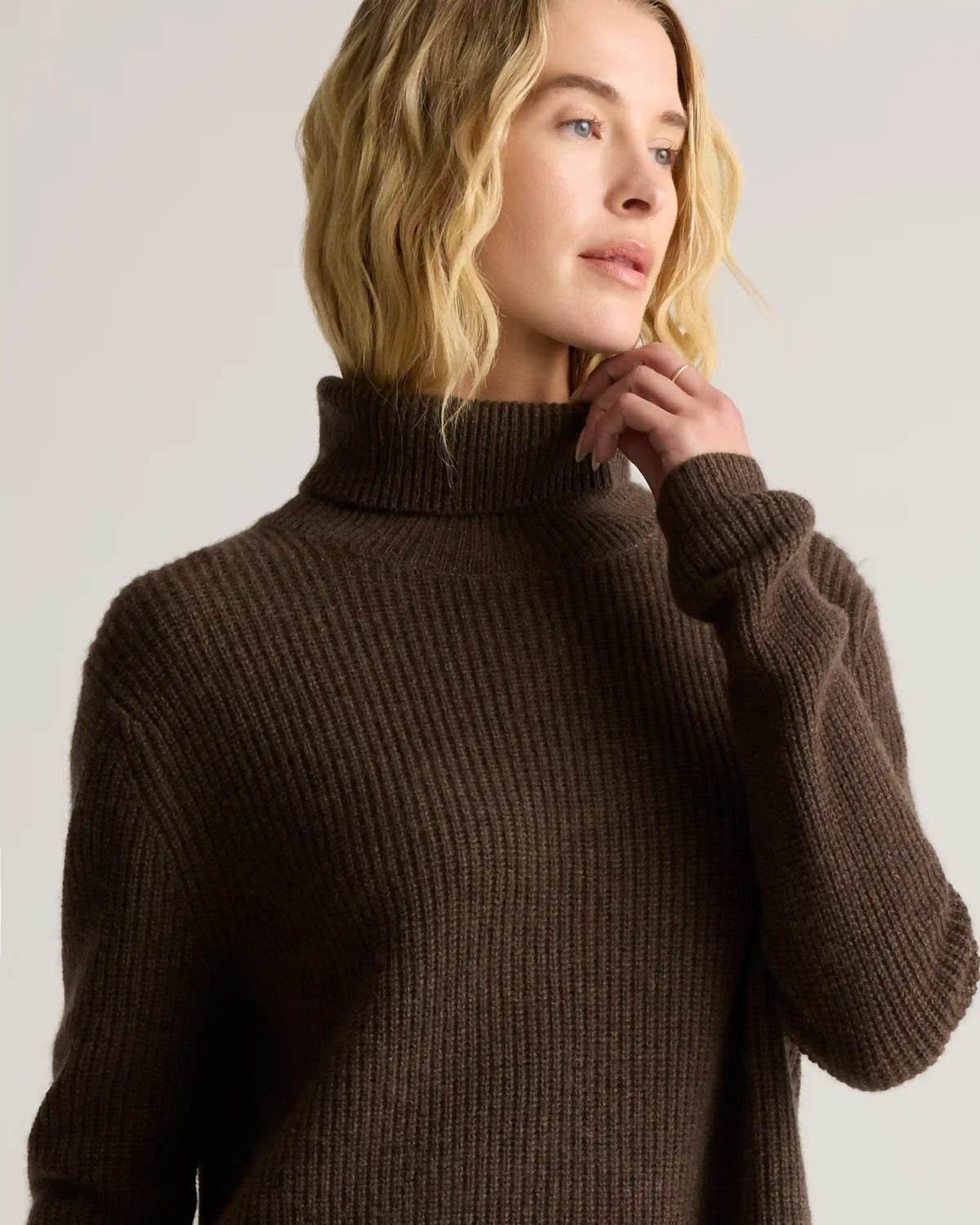 Mongolian Cashmere Fisherman Turtleneck Sweater