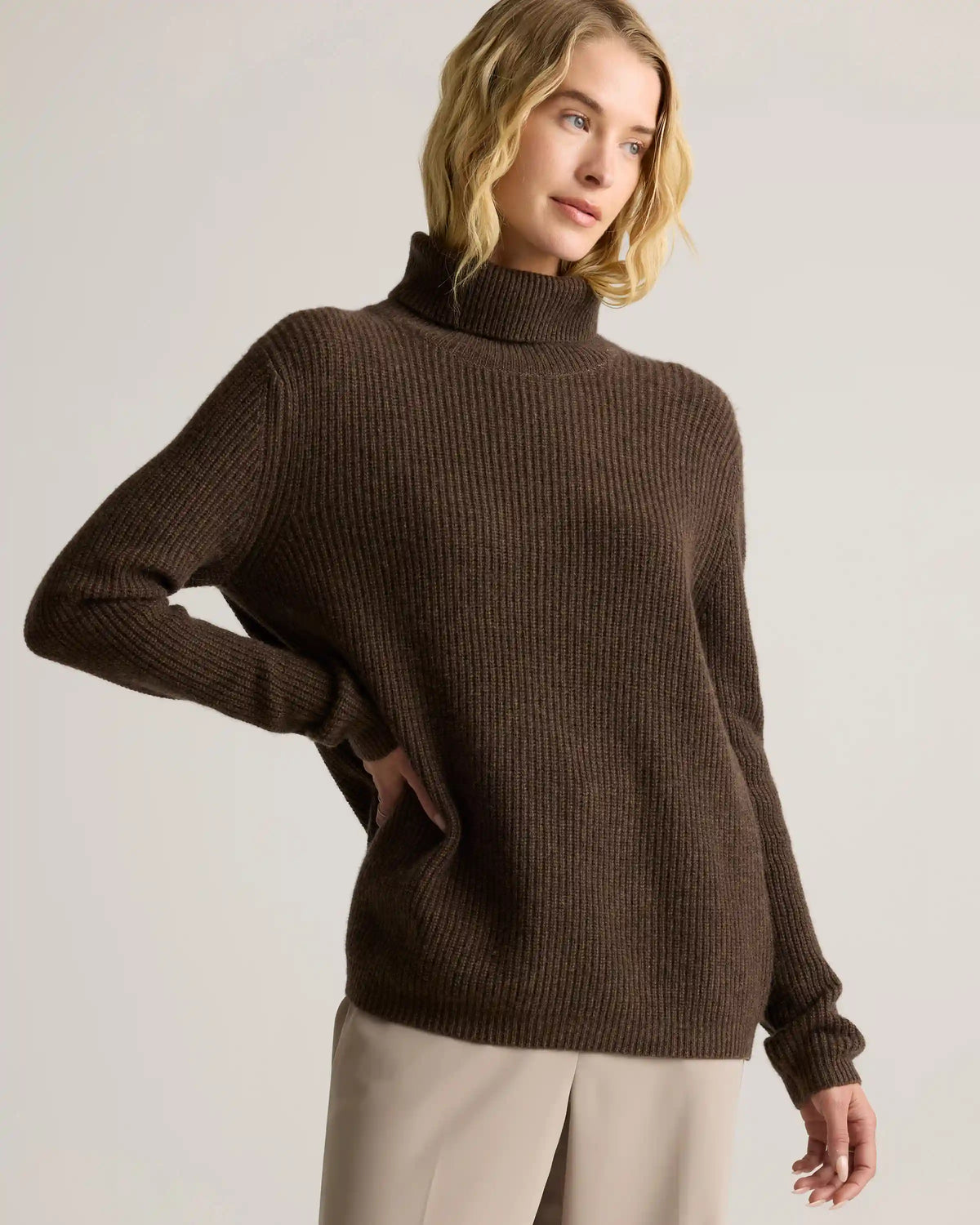 Mongolian Cashmere Fisherman Turtleneck Sweater