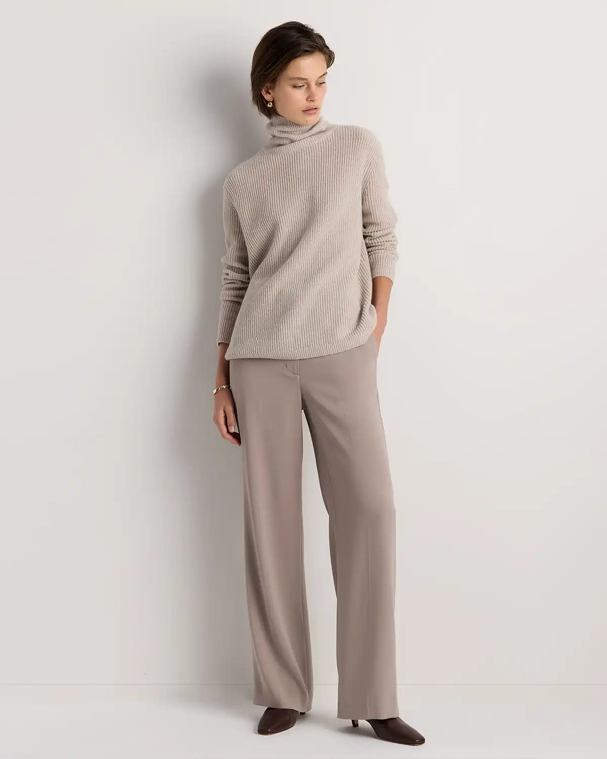 Mongolian Cashmere Fisherman Turtleneck Sweater