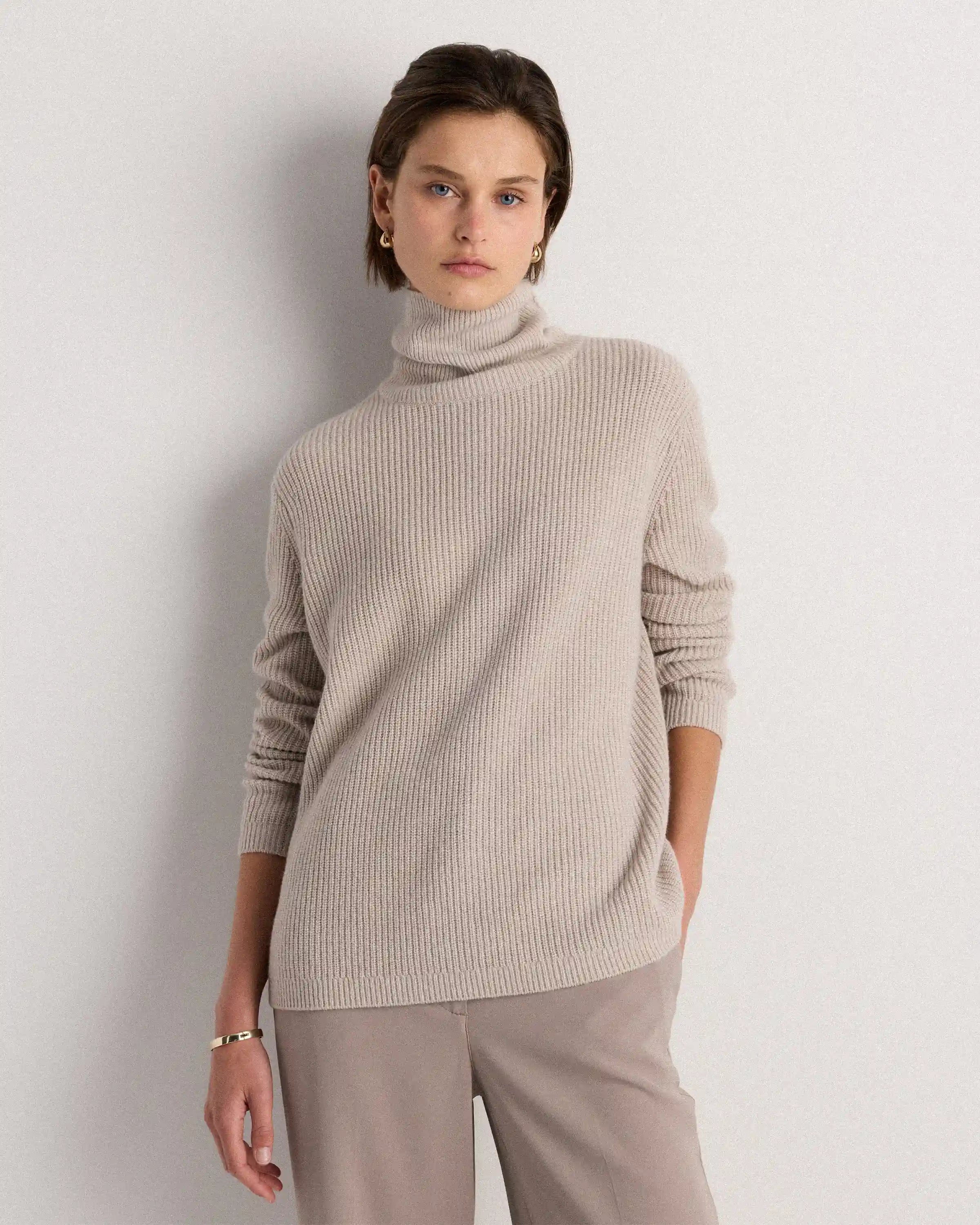 Mongolian Cashmere Fisherman Turtleneck Sweater