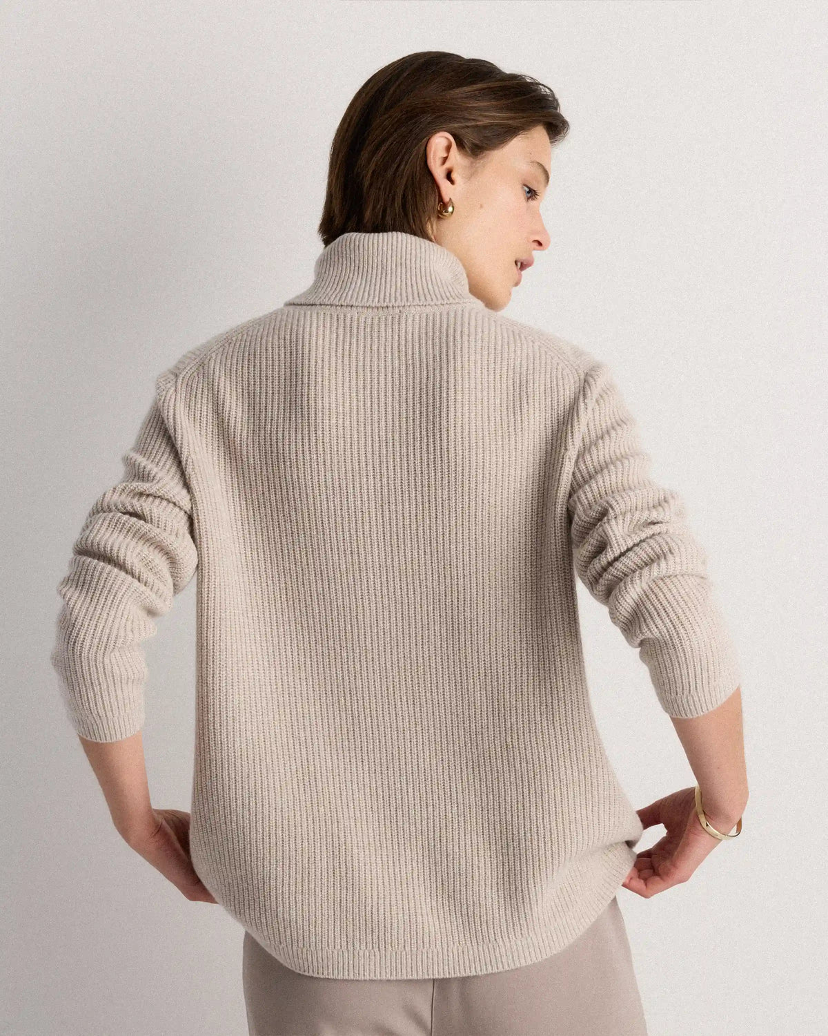 Mongolian Cashmere Fisherman Turtleneck Sweater