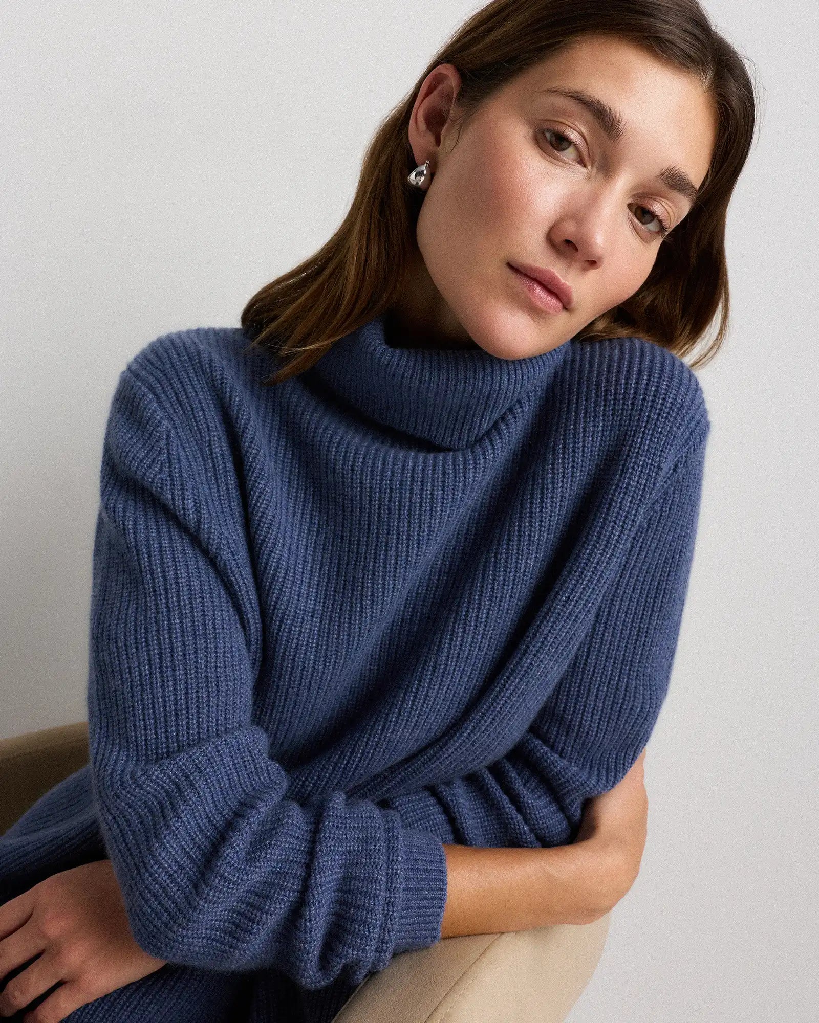 Mongolian Cashmere Fisherman Turtleneck Sweater