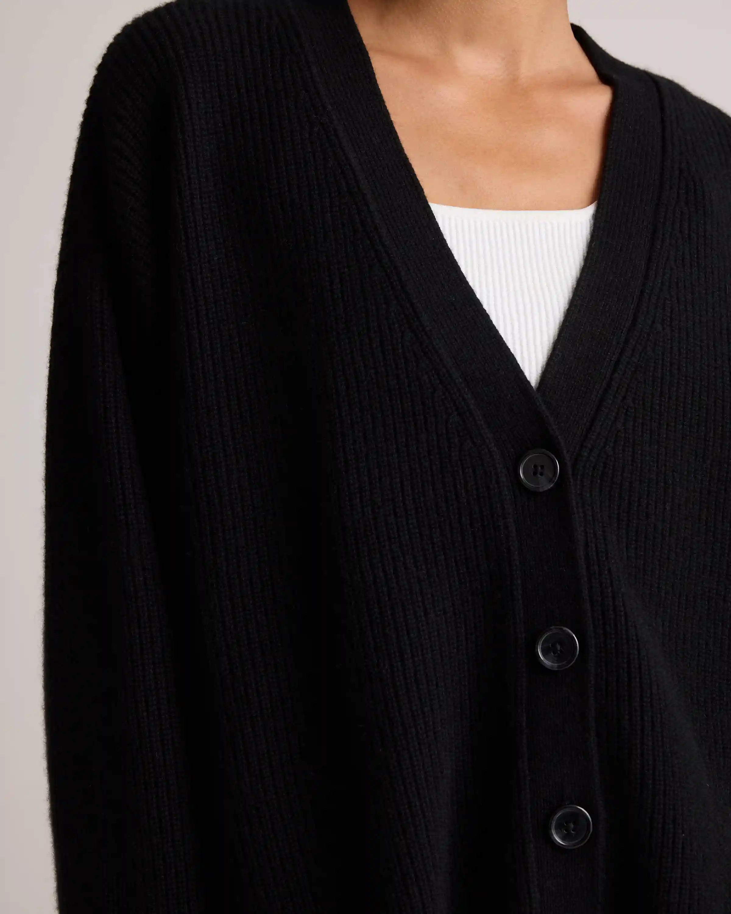 Mongolian Cashmere Fisherman Boxy Cropped Cardigan Sweater
