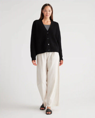 Mongolian Spring Cashmere Fisherman Boxy Cropped Cardigan Sweater