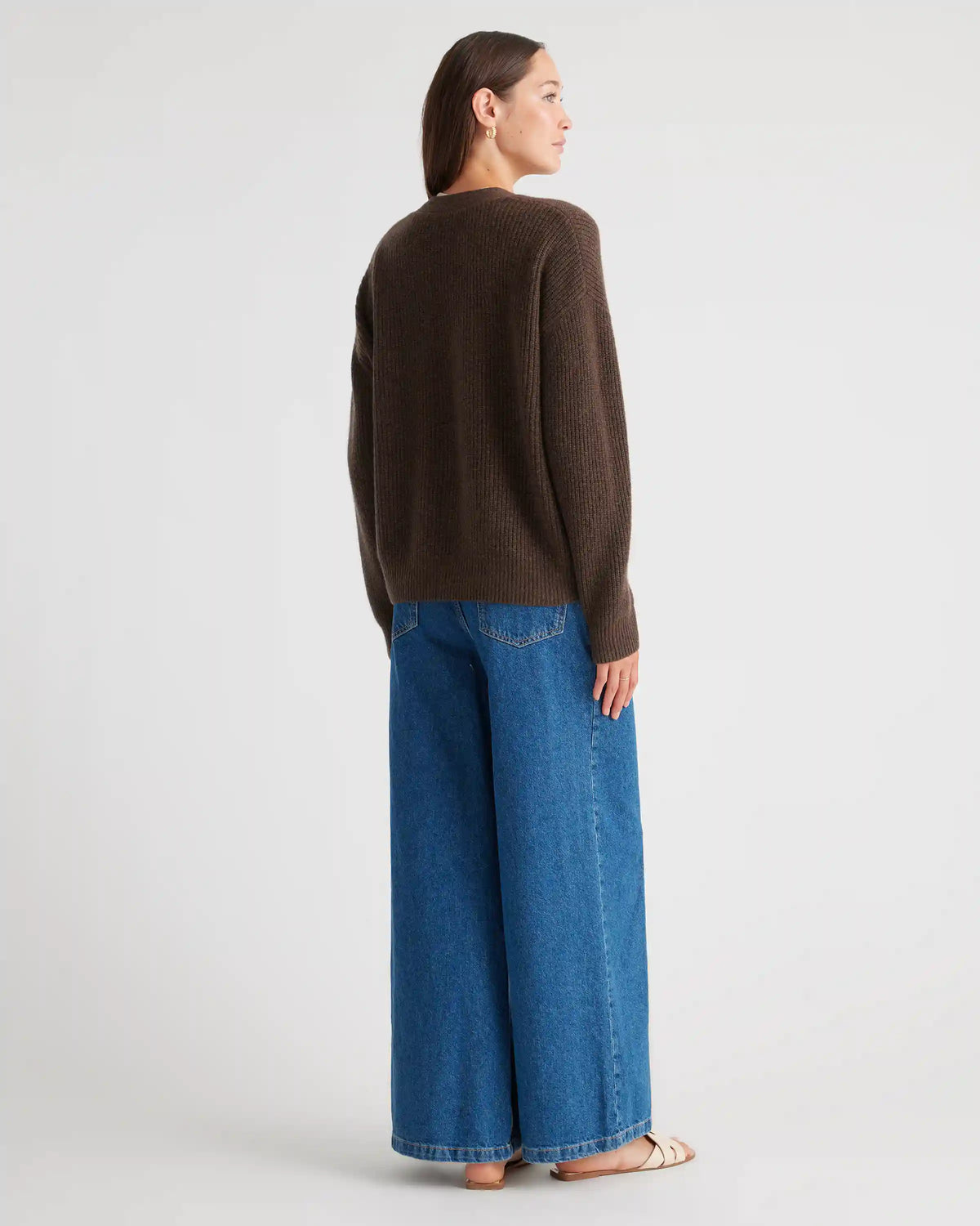 Mongolian Spring Cashmere Fisherman Boxy Cropped Cardigan Sweater