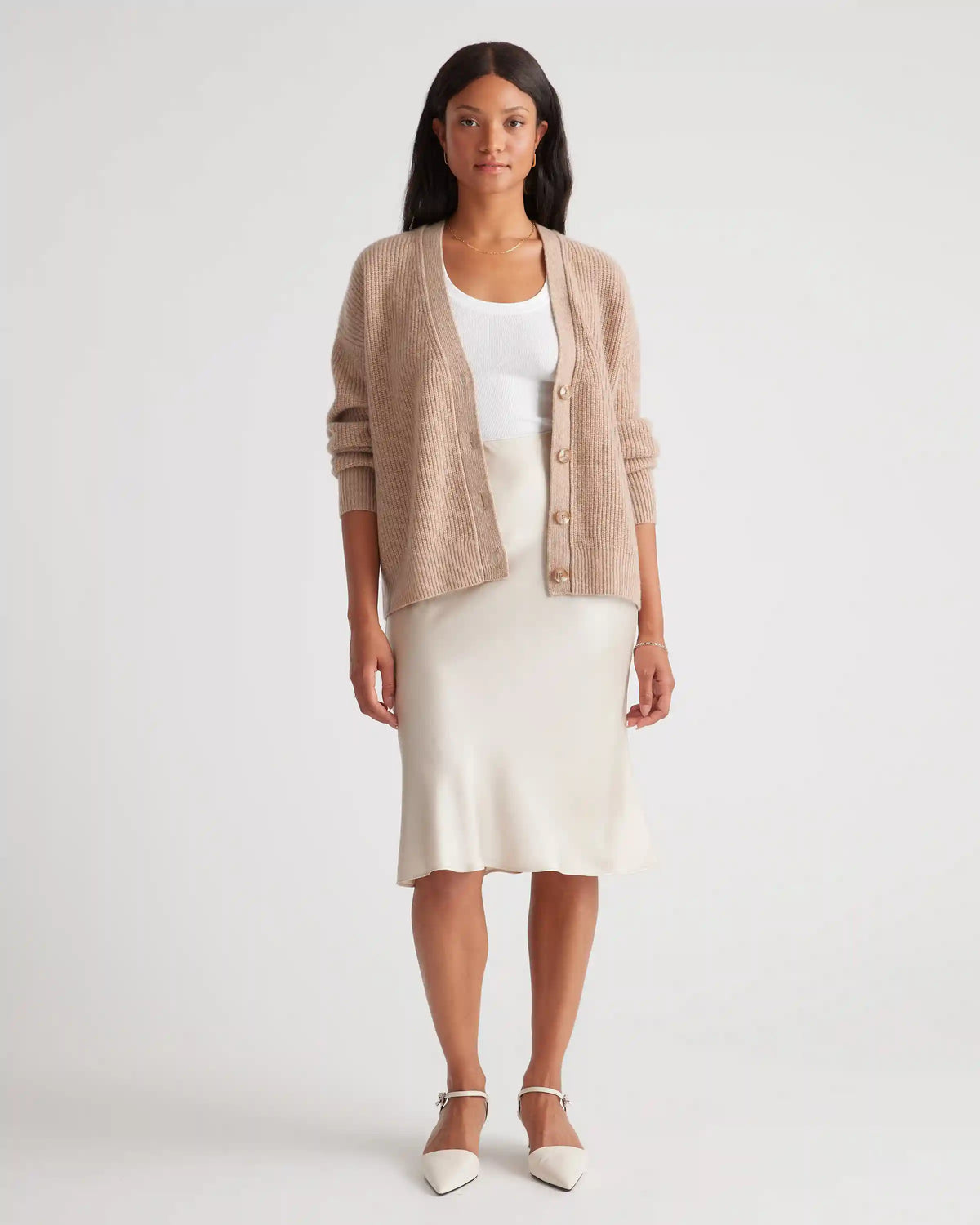 Mongolian Spring Cashmere Fisherman Boxy Cropped Cardigan Sweater
