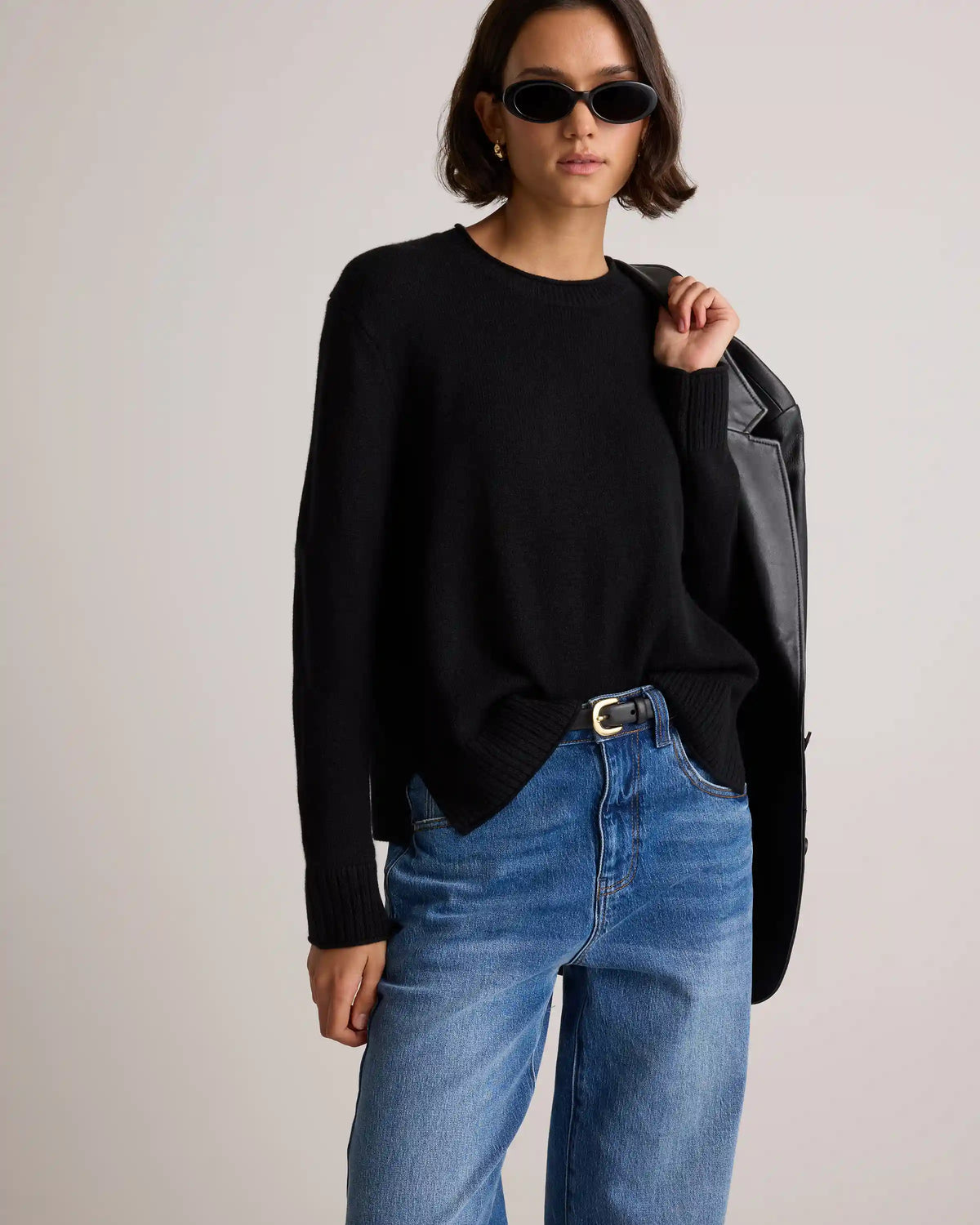 Mongolian Cashmere Boxy Crewneck Sweater
