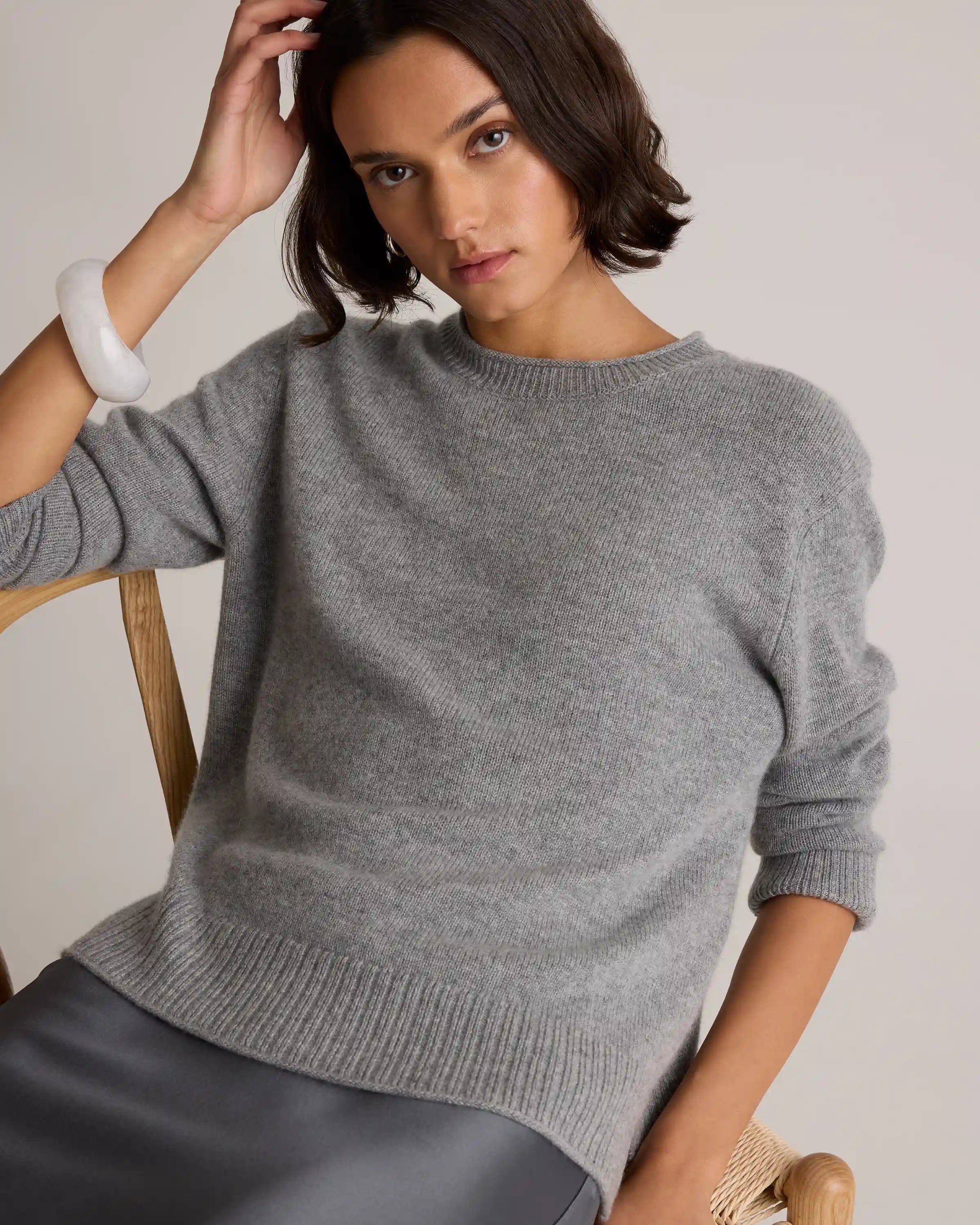 Mongolian Cashmere Boxy Crewneck Sweater