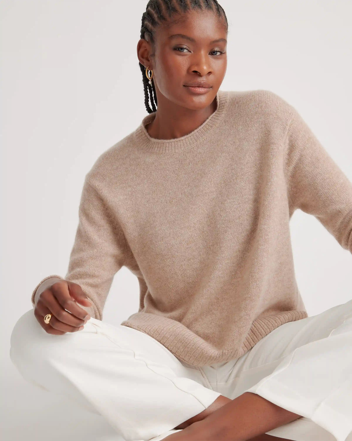 Mongolian Cashmere Boxy Crewneck Sweater