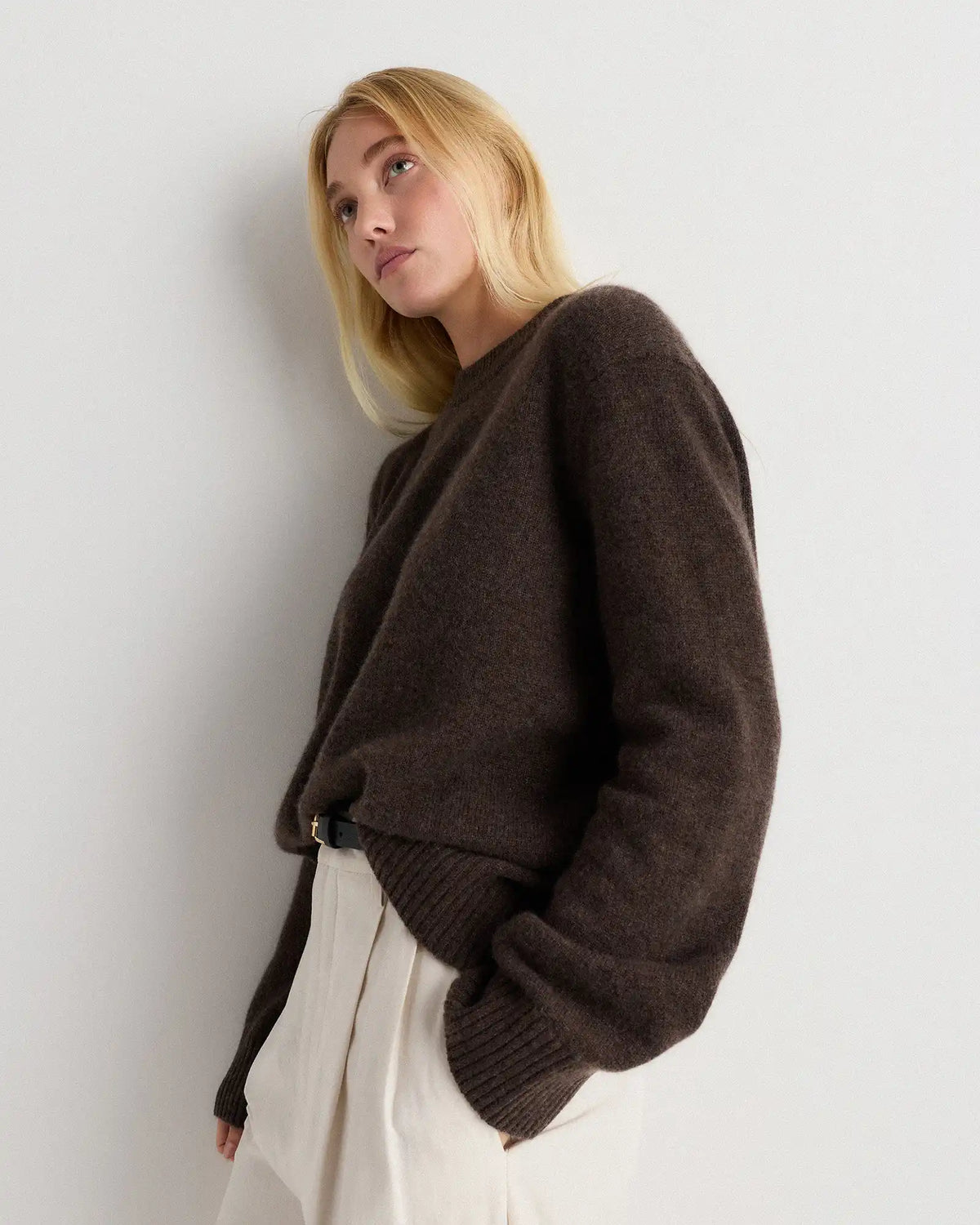 Mongolian Cashmere Oversized Crewneck Sweater