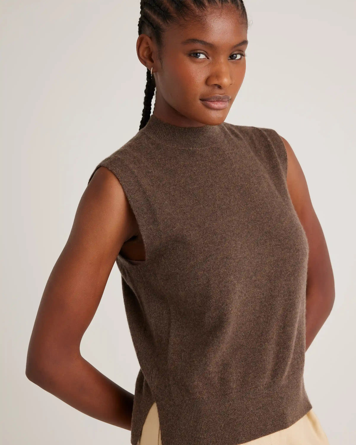 Mongolian Cashmere Mock Neck Sweater Vest