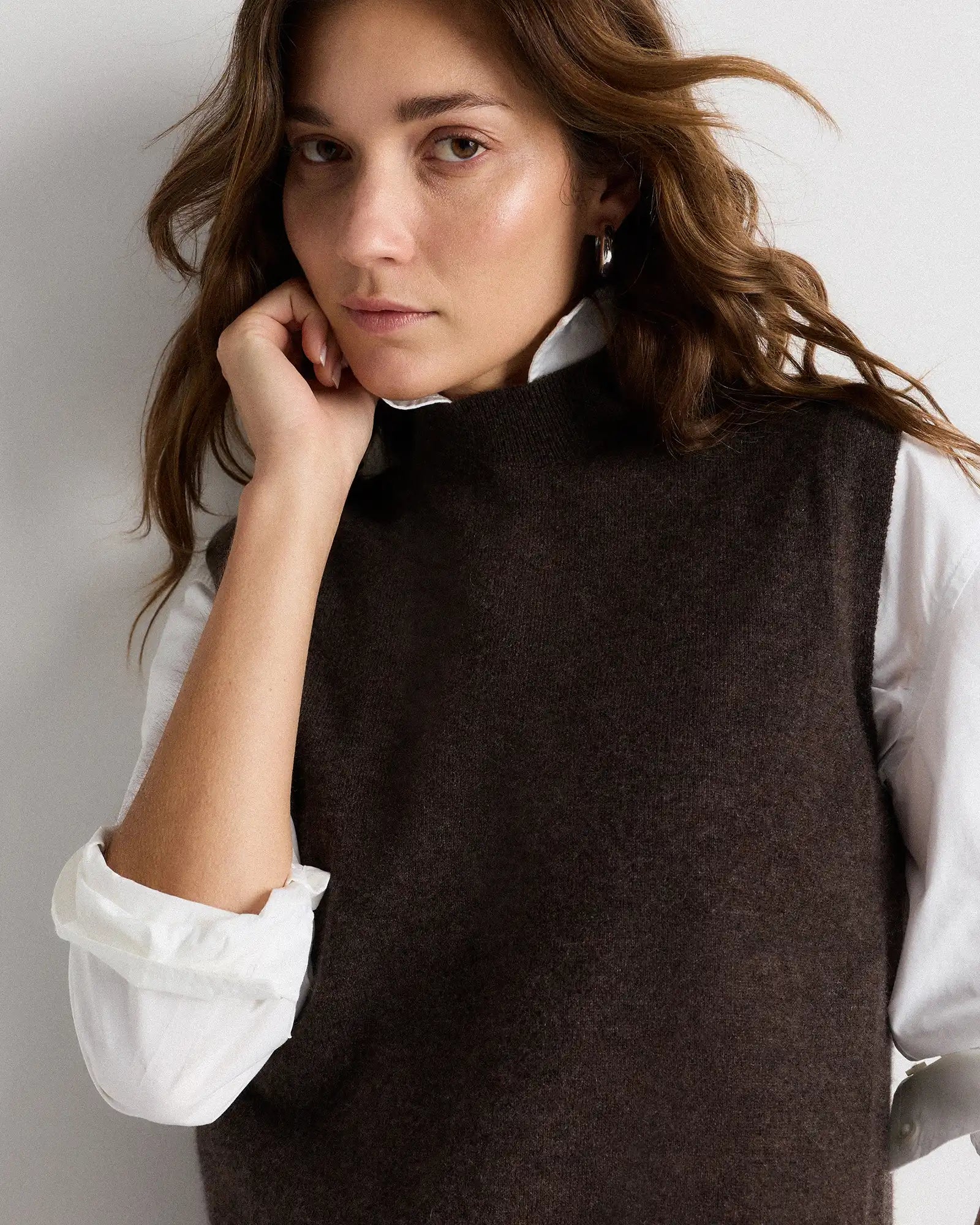 Mongolian Cashmere Mock Neck Sweater Vest
