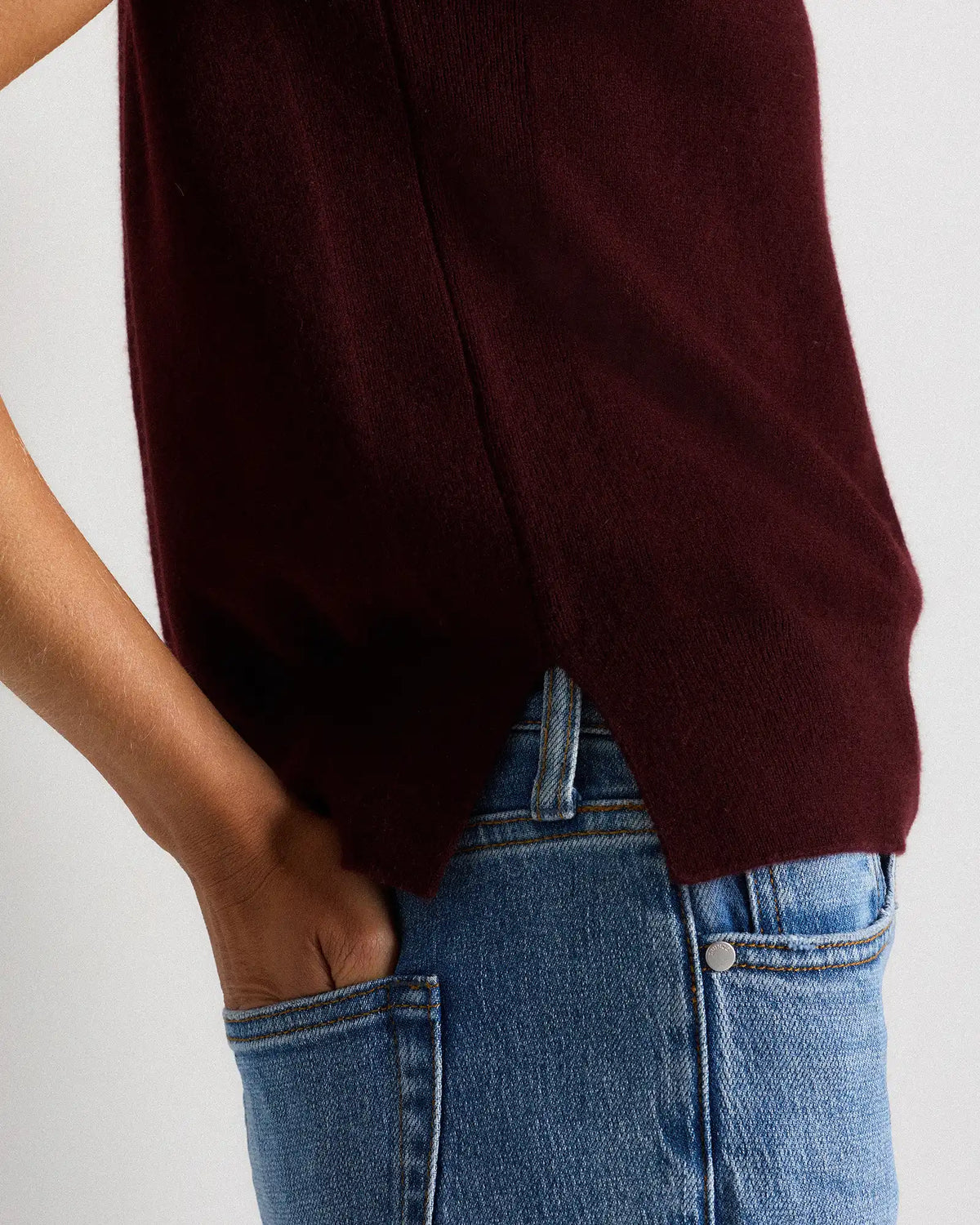 Mongolian Cashmere Mock Neck Sweater Vest
