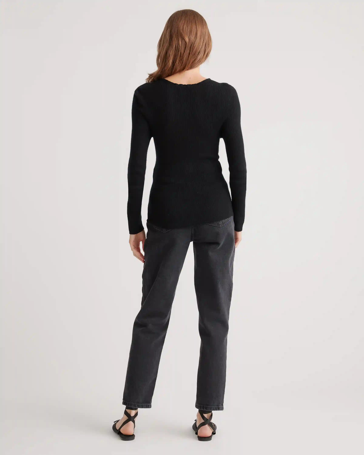 Featherweight Cashmere Ribbed Crewneck Sweater