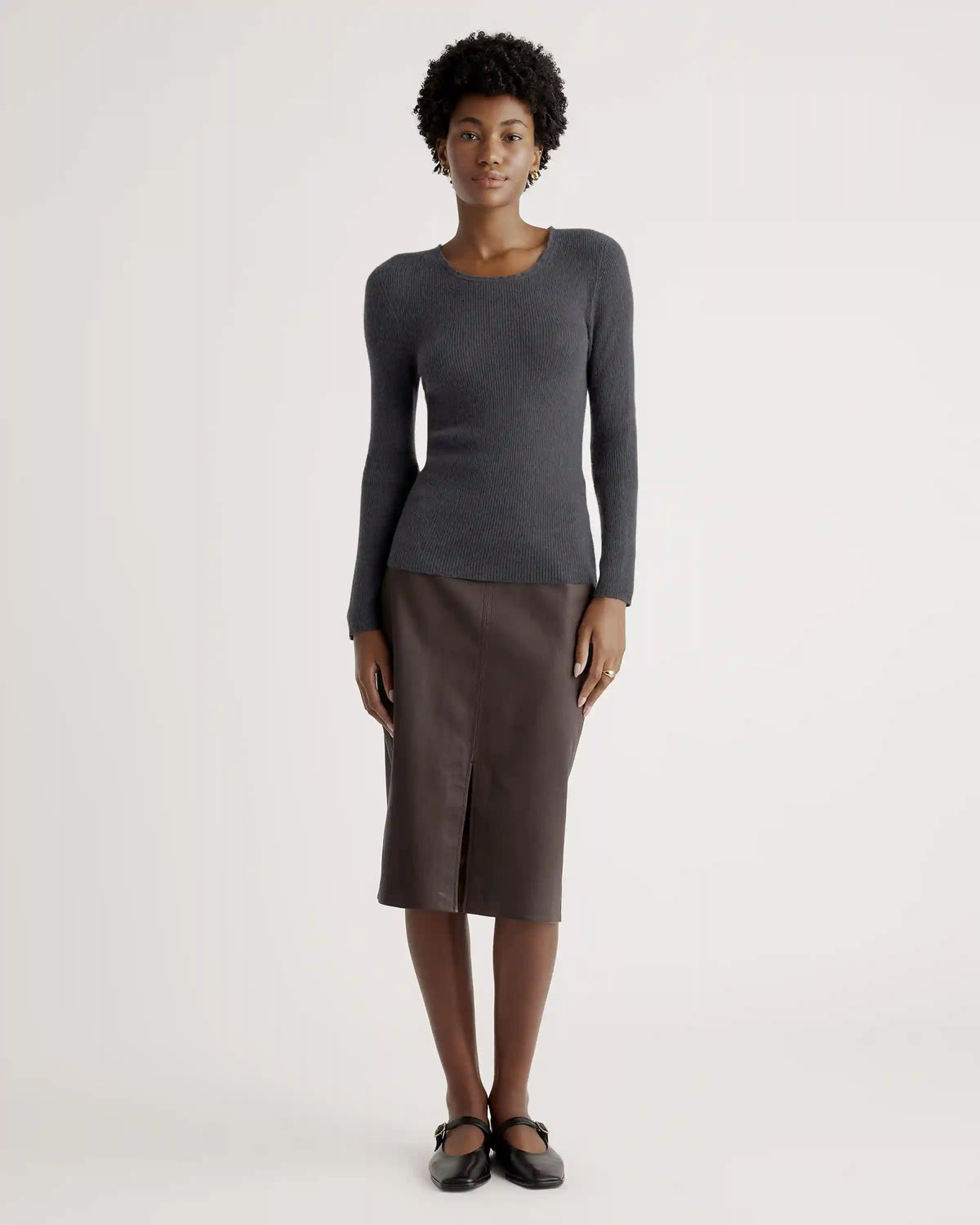 Featherweight Cashmere Ribbed Crewneck Sweater