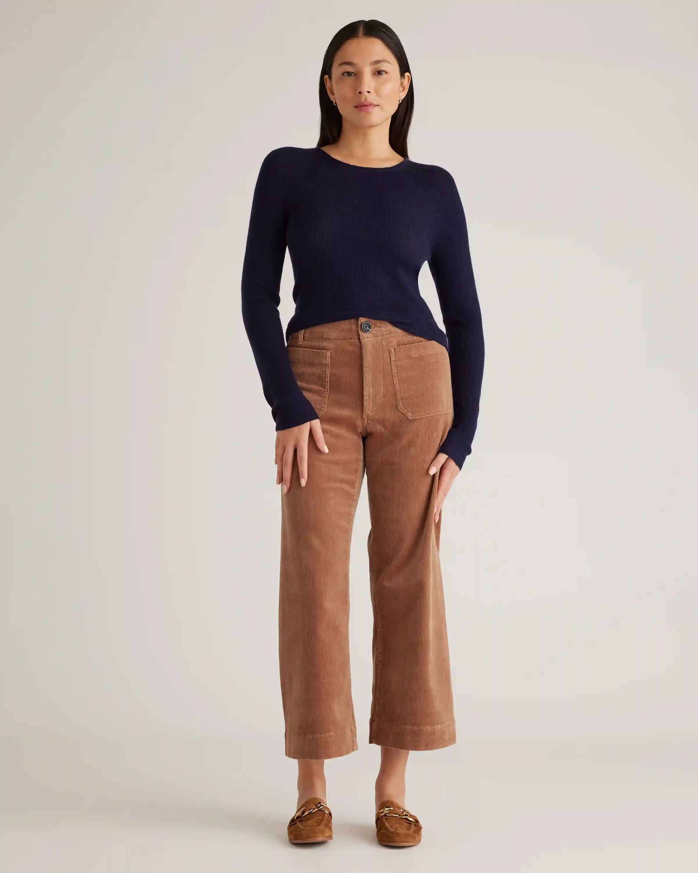 Featherweight Cashmere Ribbed Crewneck Sweater
