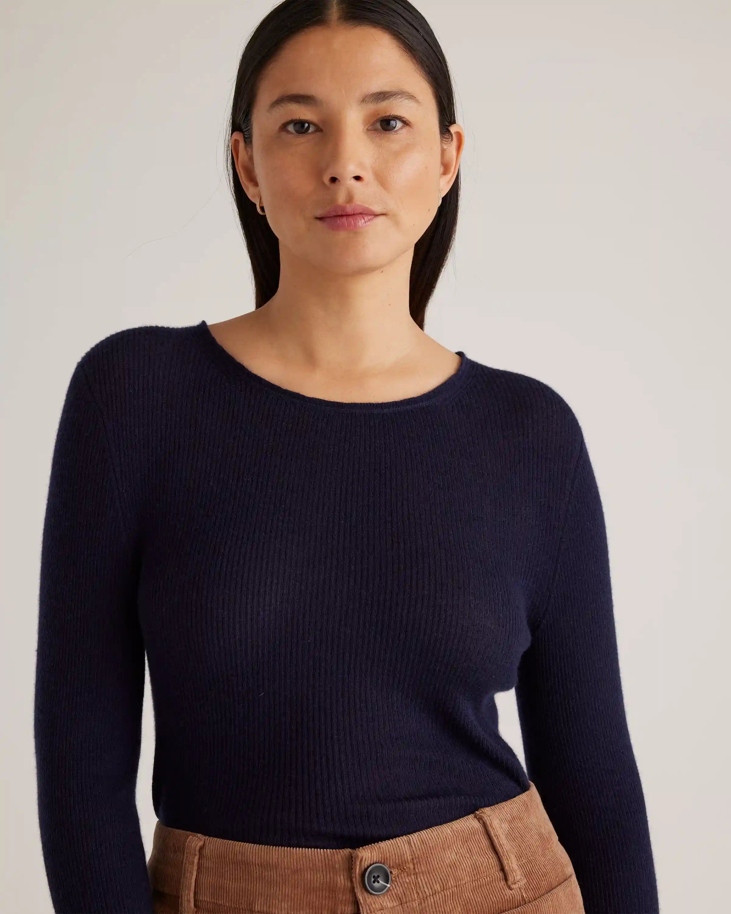 Featherweight Cashmere Ribbed Crewneck Sweater