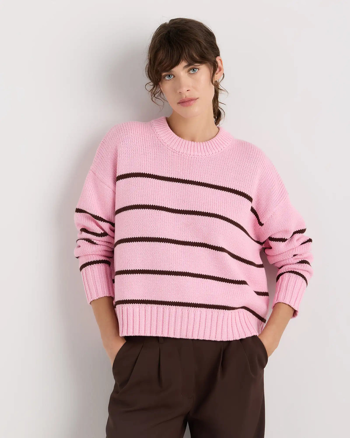 100% Organic Cotton Striped Crew Sweater