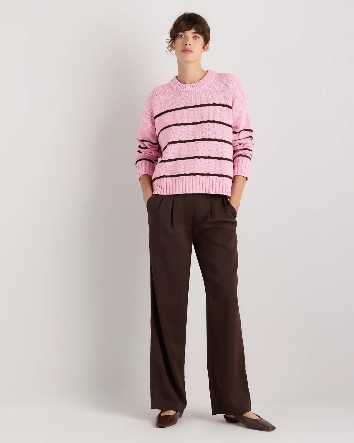100% Organic Cotton Striped Crew Sweater