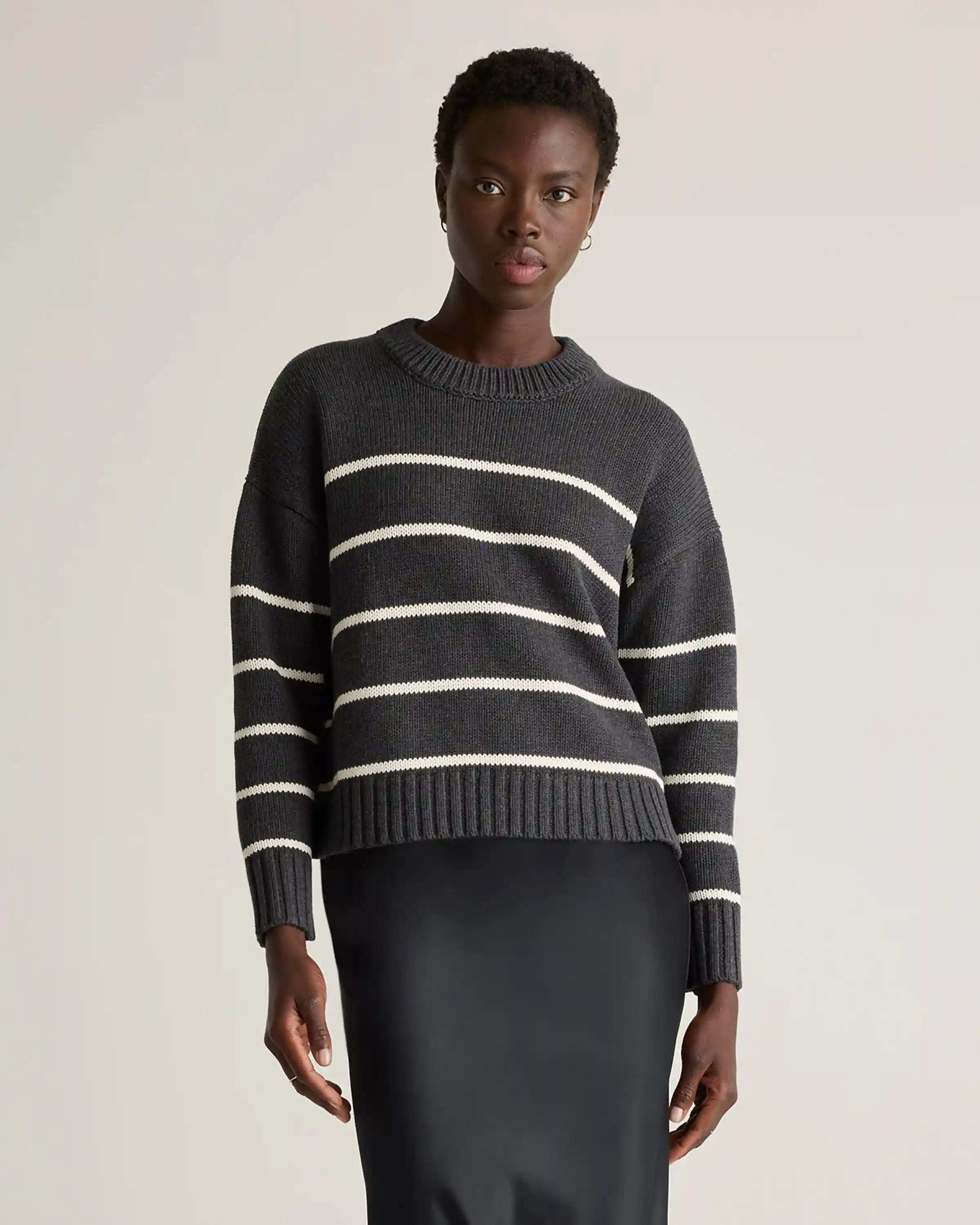 100% Organic Cotton Striped Crew Sweater