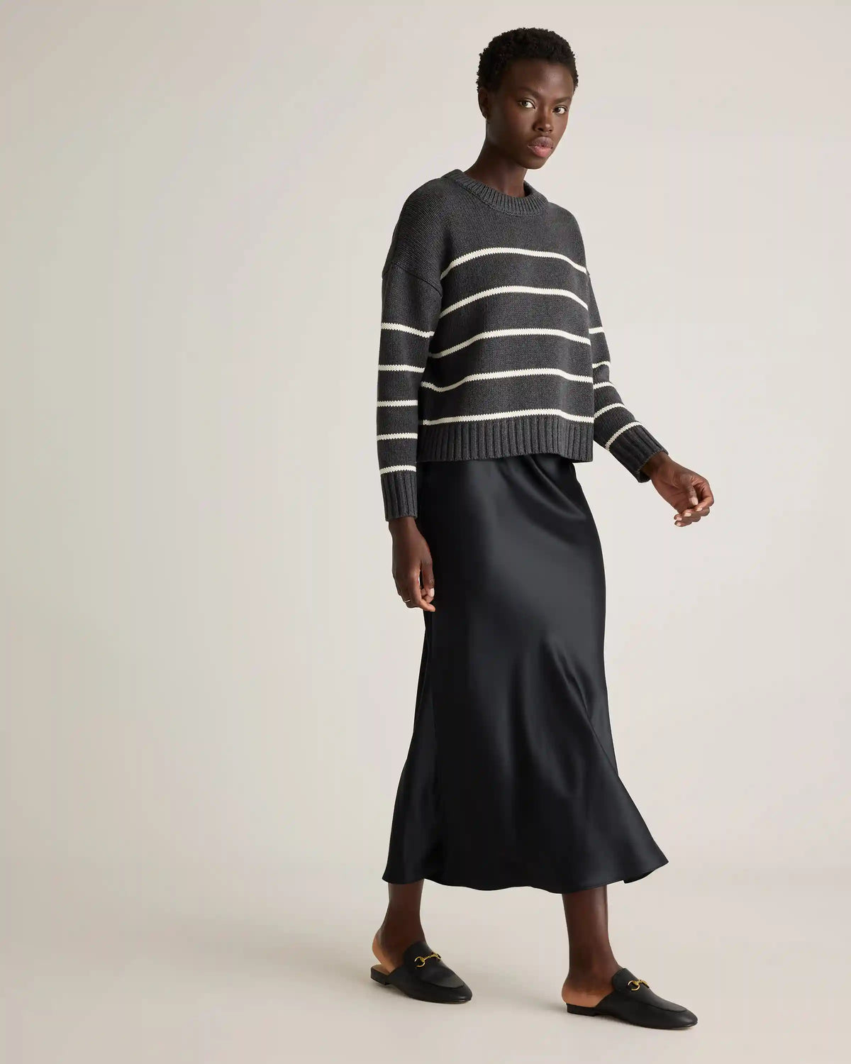 100% Organic Cotton Striped Crew Sweater
