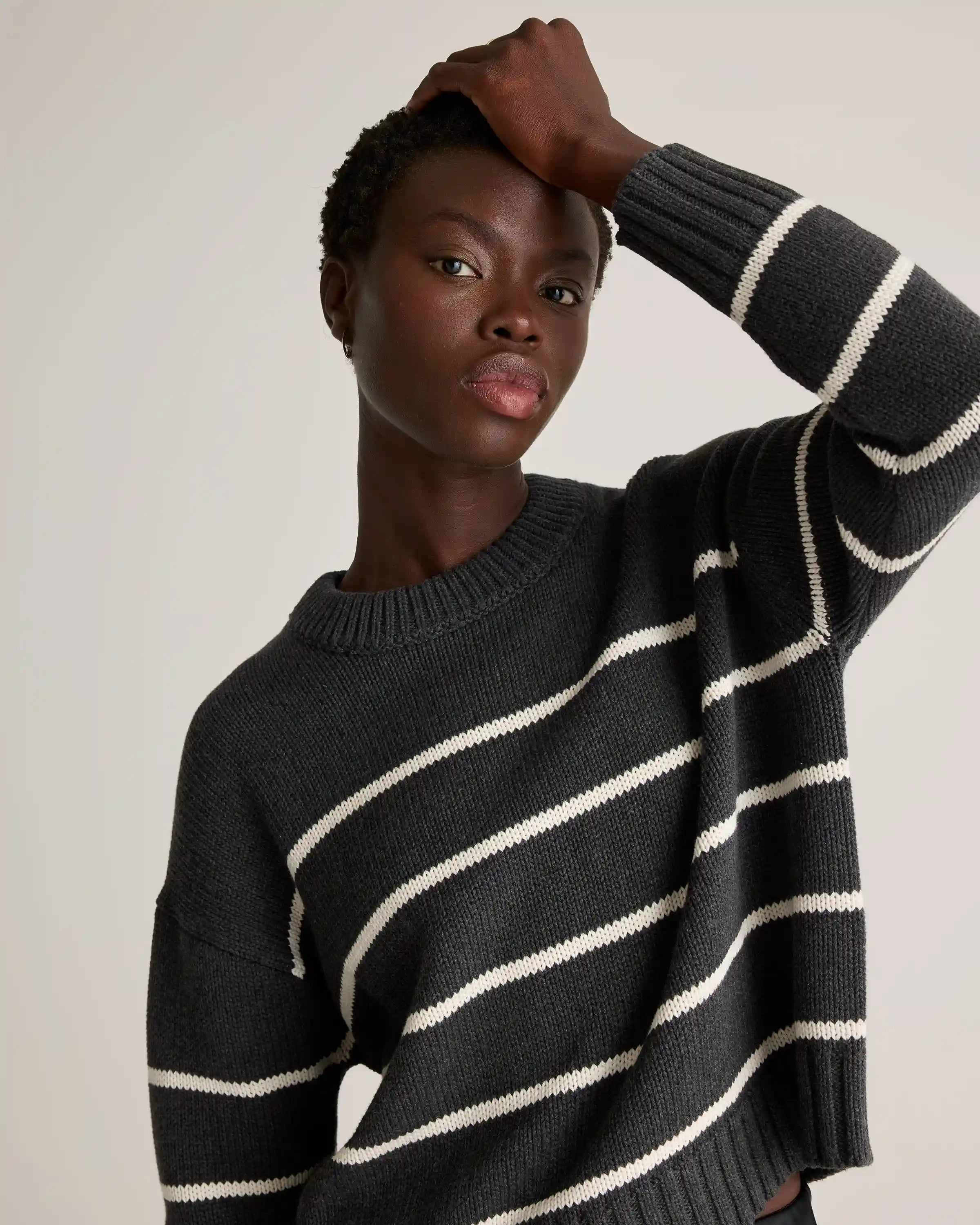 100% Organic Cotton Striped Crew Sweater