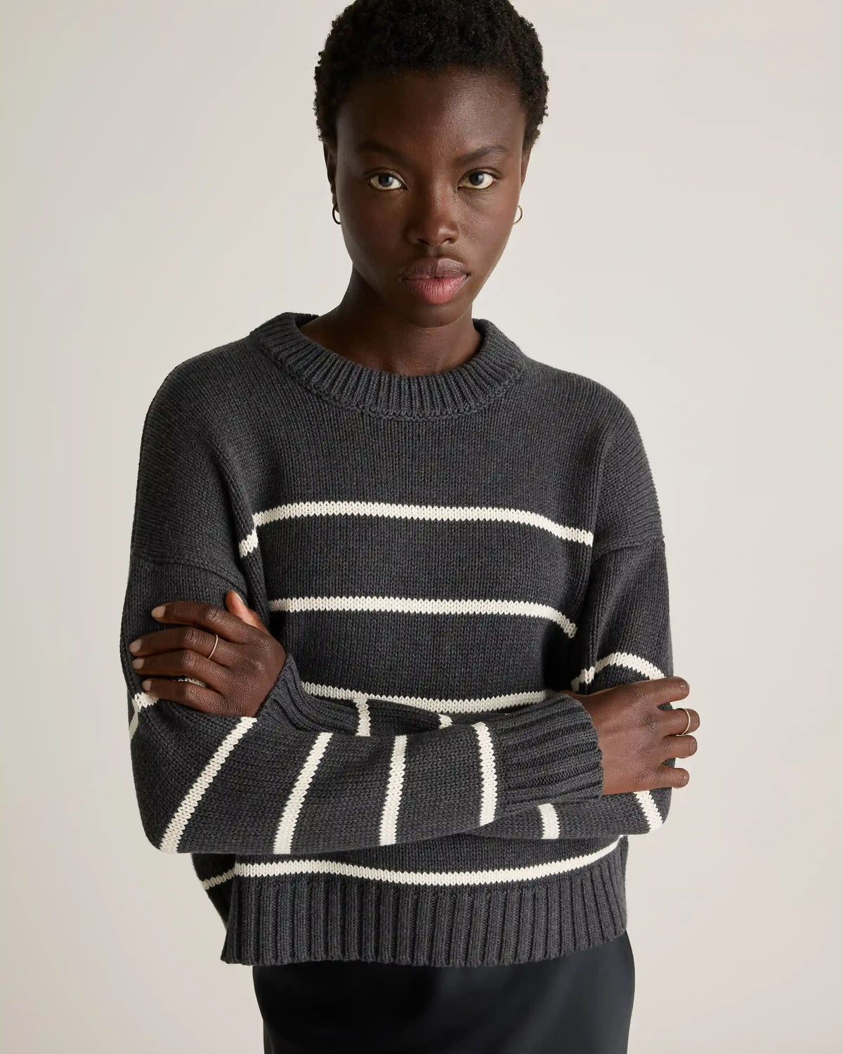 100% Organic Cotton Striped Crew Sweater