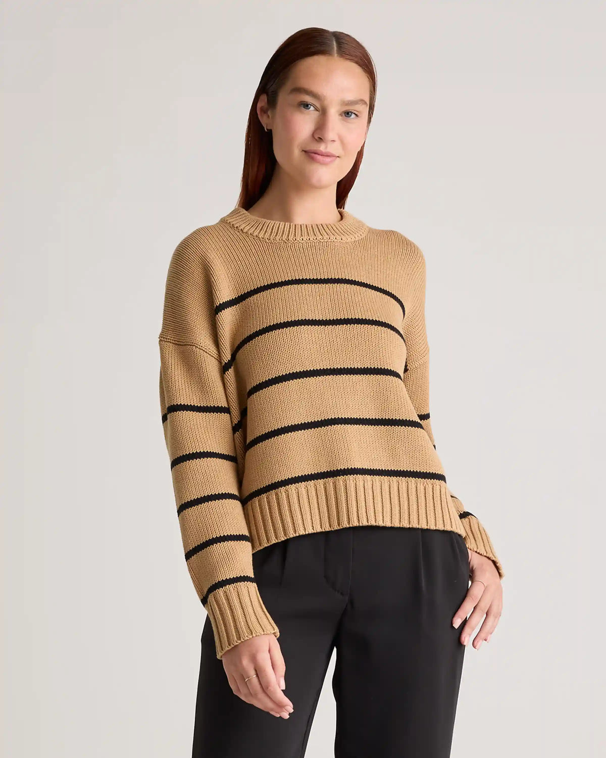 100% Organic Cotton Striped Crew Sweater