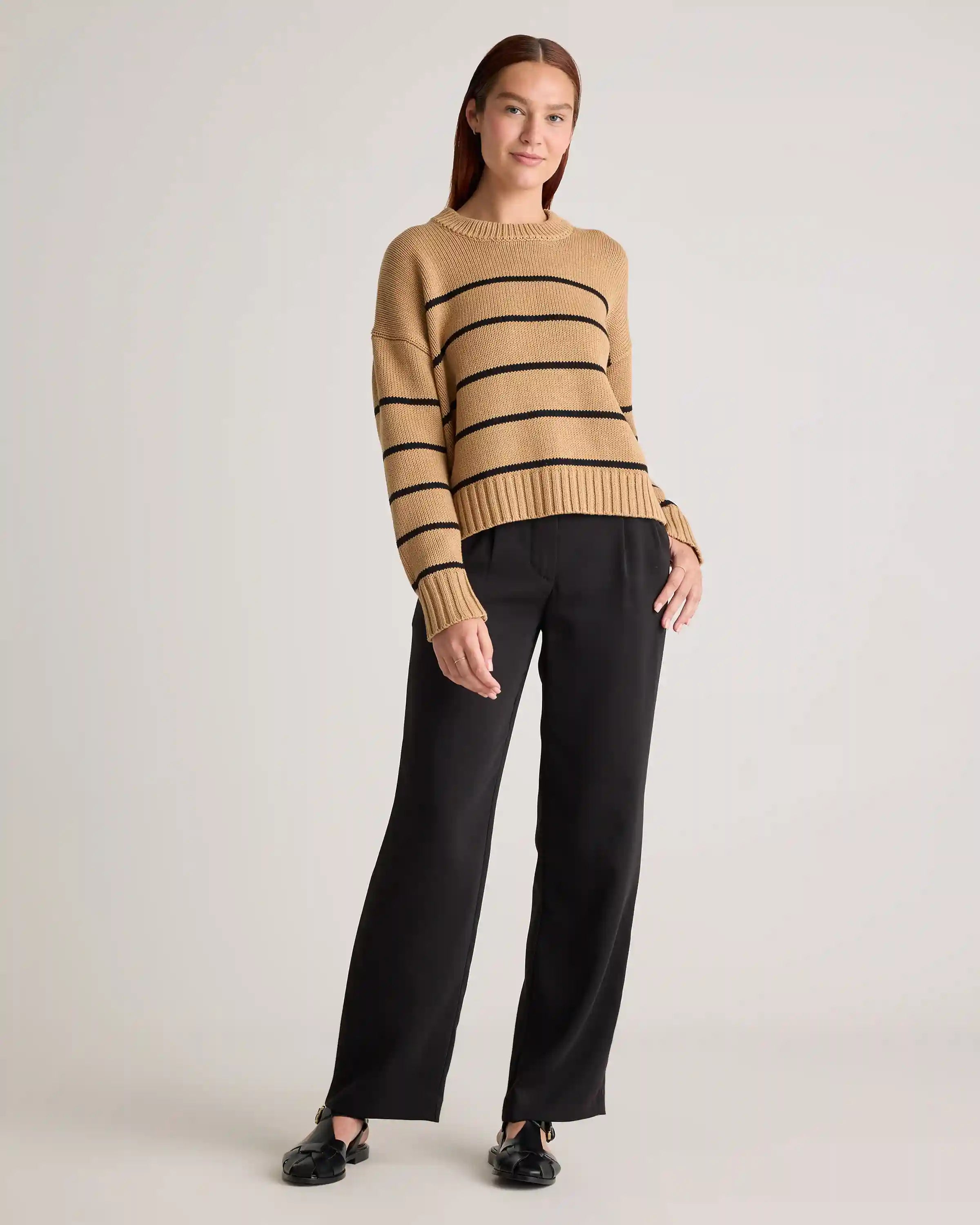 100% Organic Cotton Striped Crew Sweater