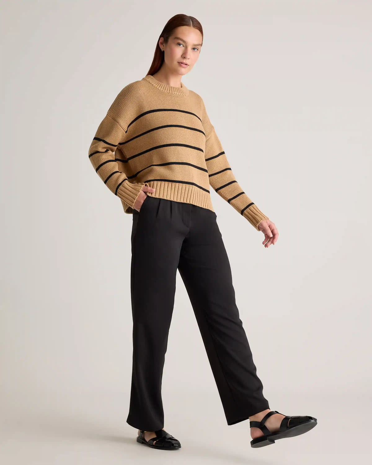 100% Organic Cotton Striped Crew Sweater