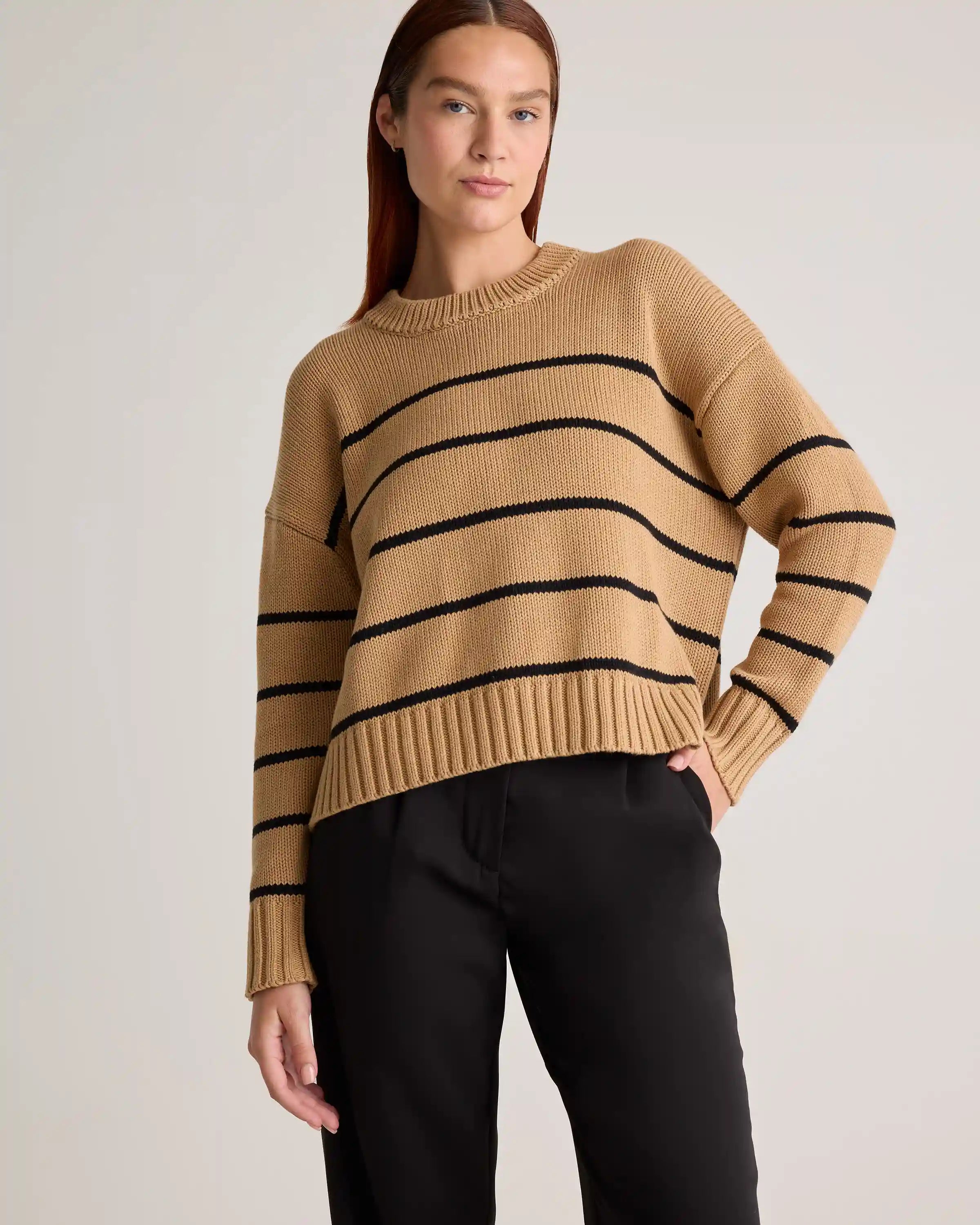 100% Organic Cotton Striped Crew Sweater