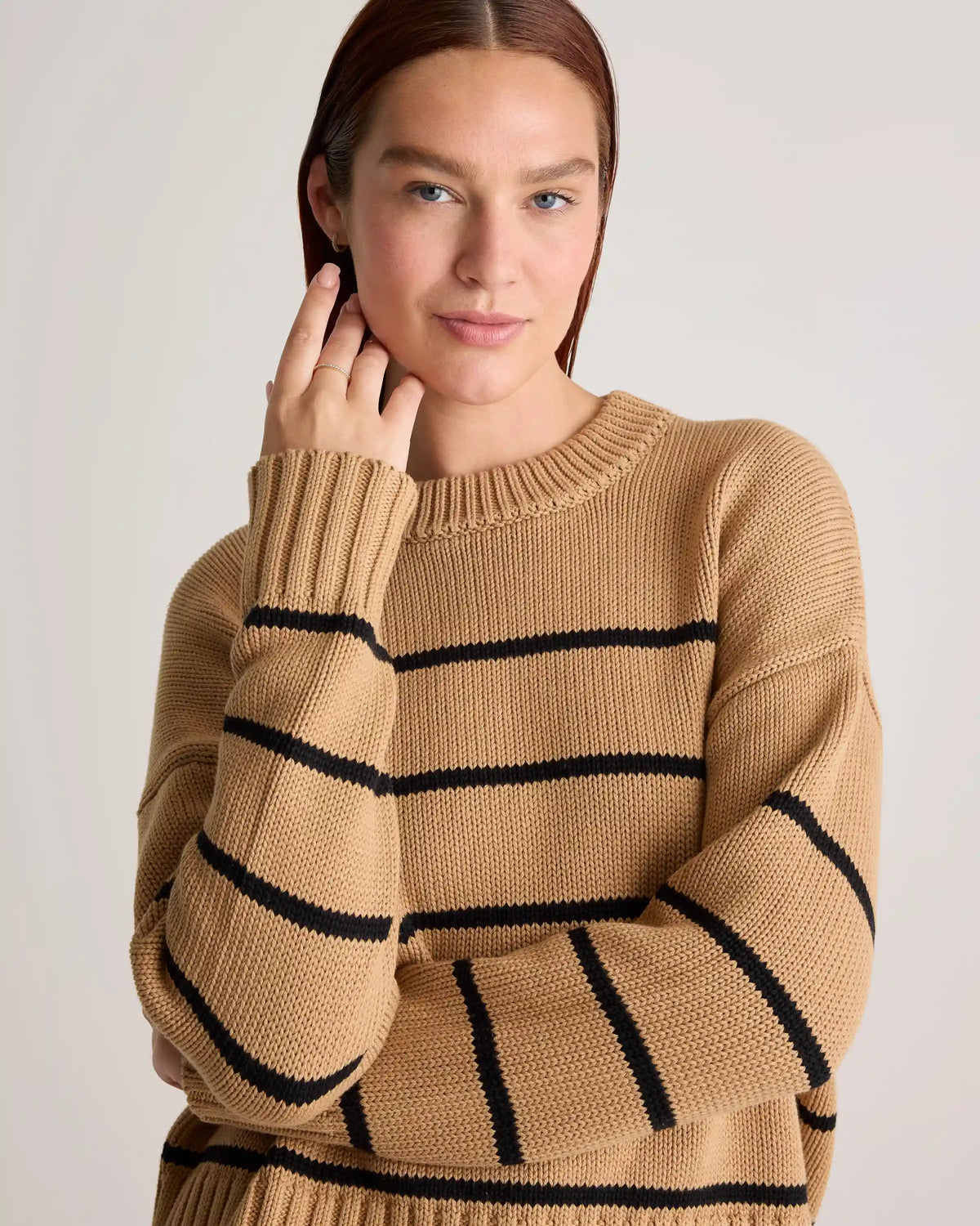 100% Organic Cotton Striped Crew Sweater