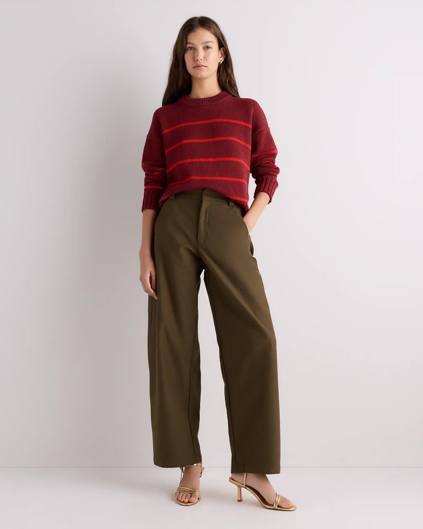 100% Organic Cotton Striped Crew Sweater