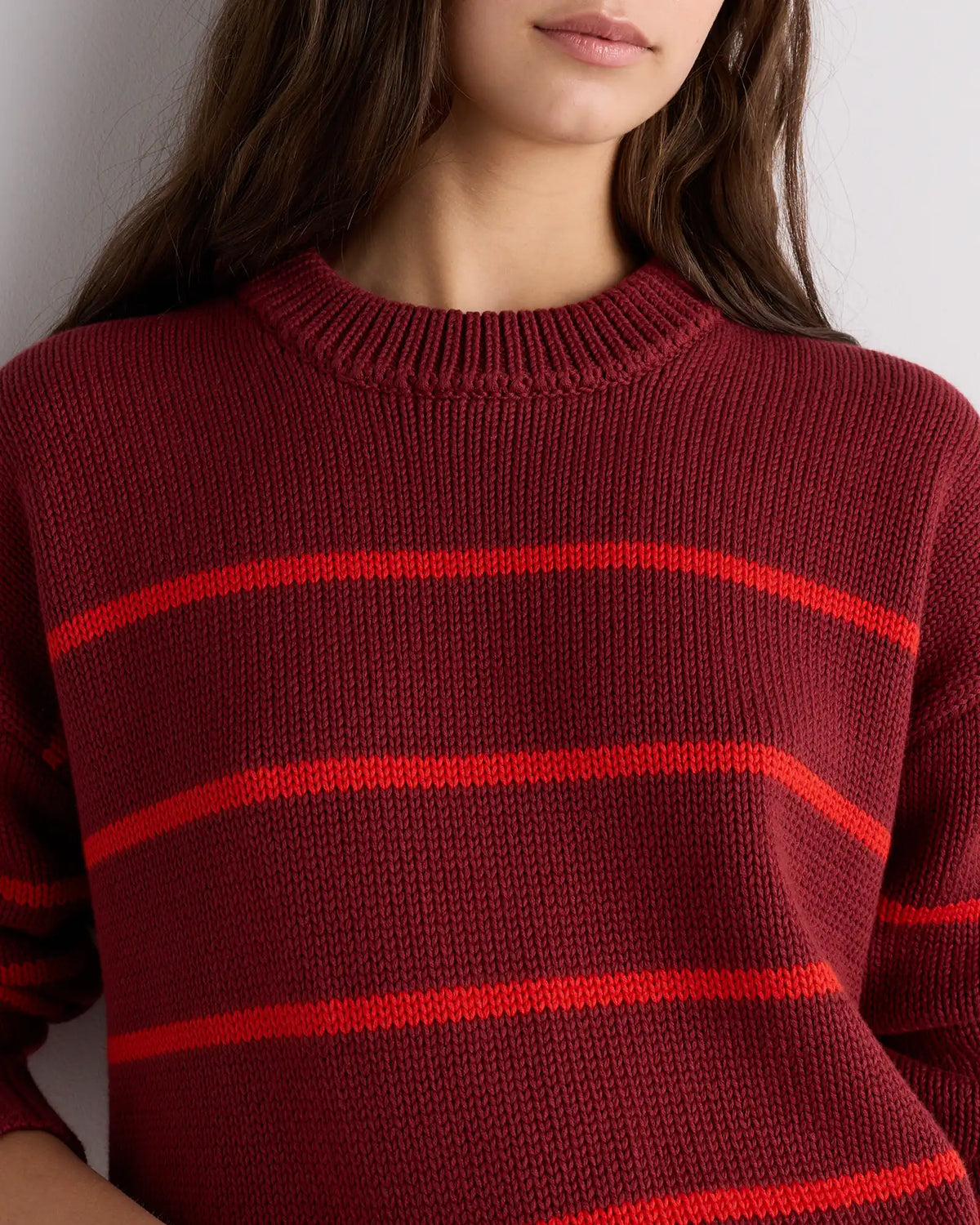 100% Organic Cotton Striped Crew Sweater