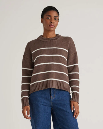 100% Organic Cotton Striped Crew Sweater