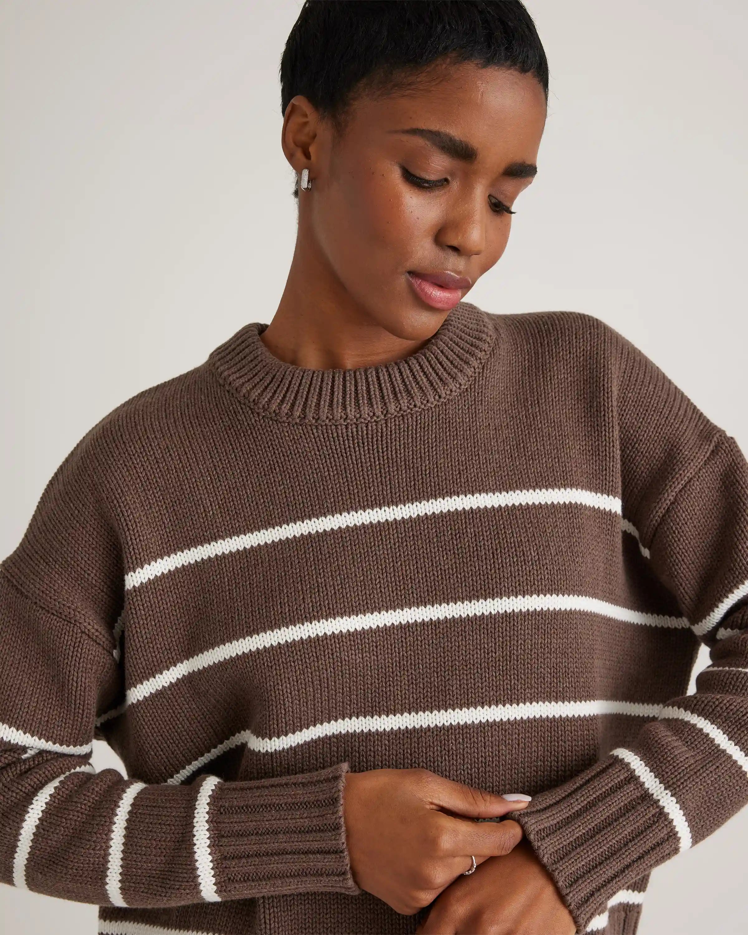 100% Organic Cotton Striped Crew Sweater