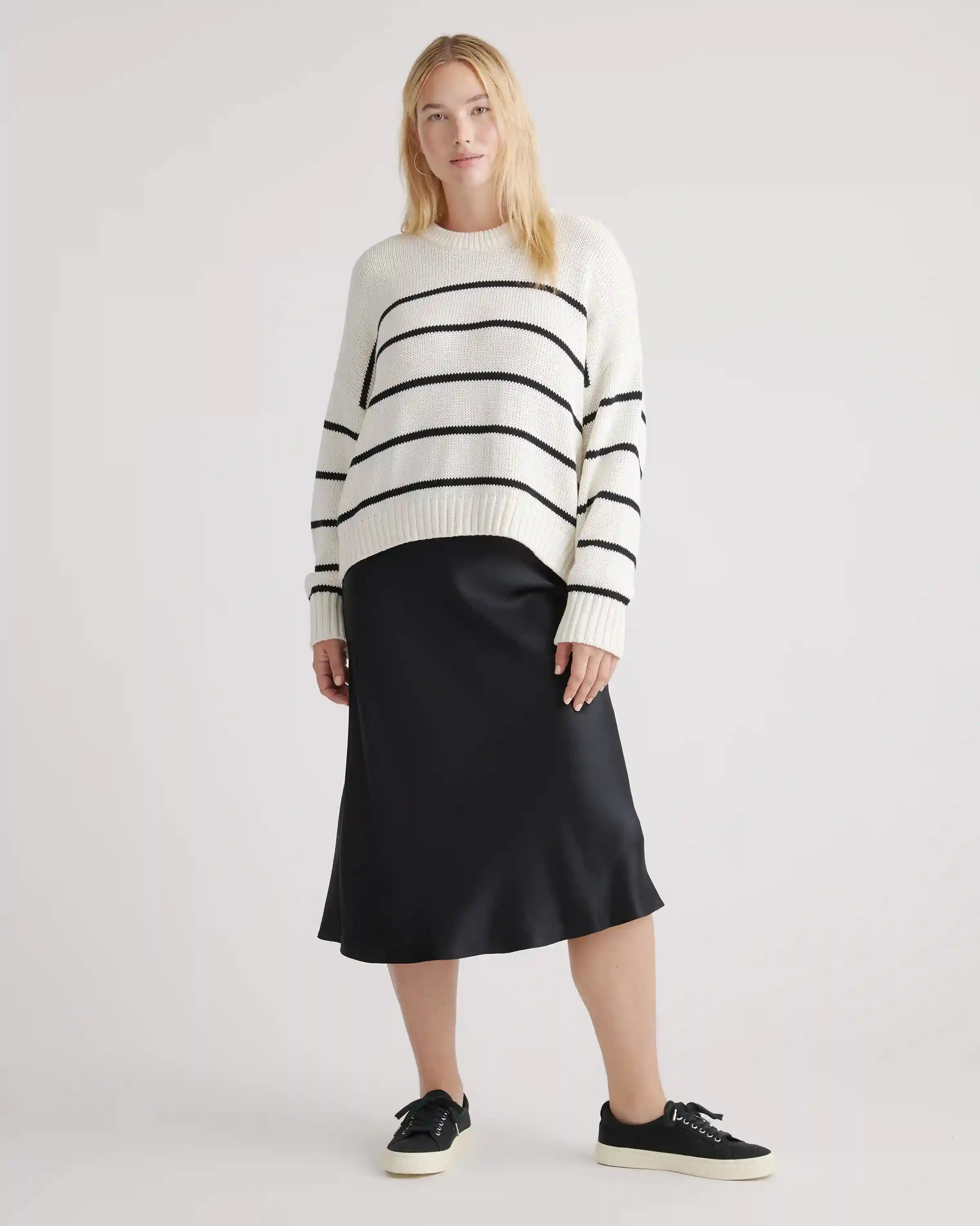 100% Organic Cotton Striped Crew Sweater