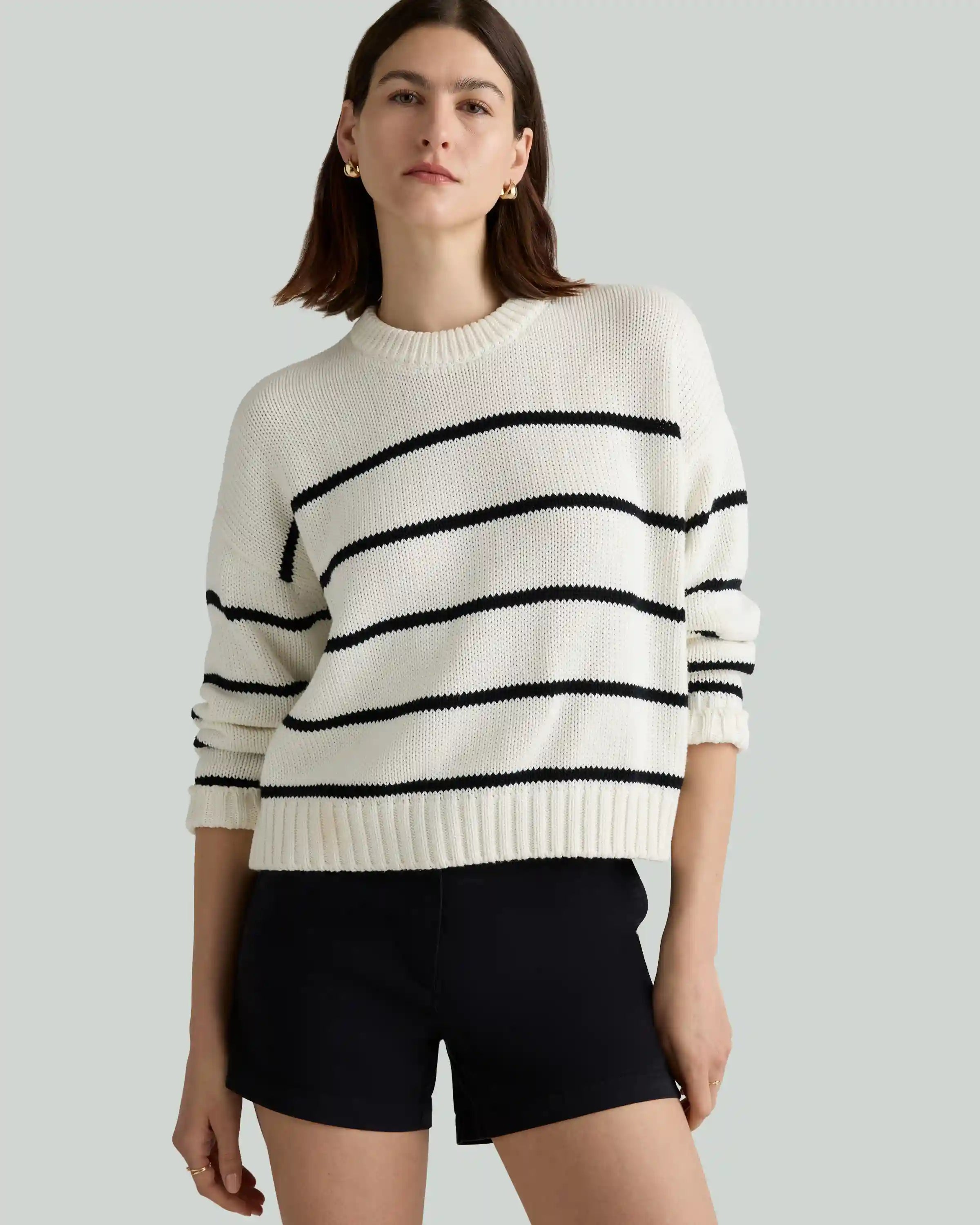 100% Organic Cotton Striped Crew Sweater