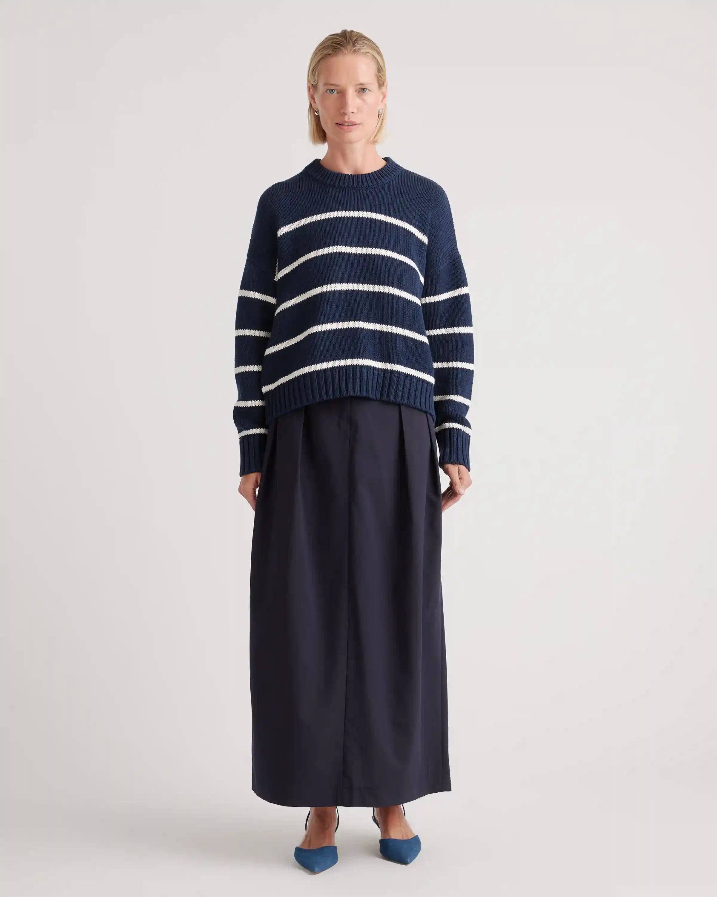 100% Organic Cotton Striped Crew Sweater