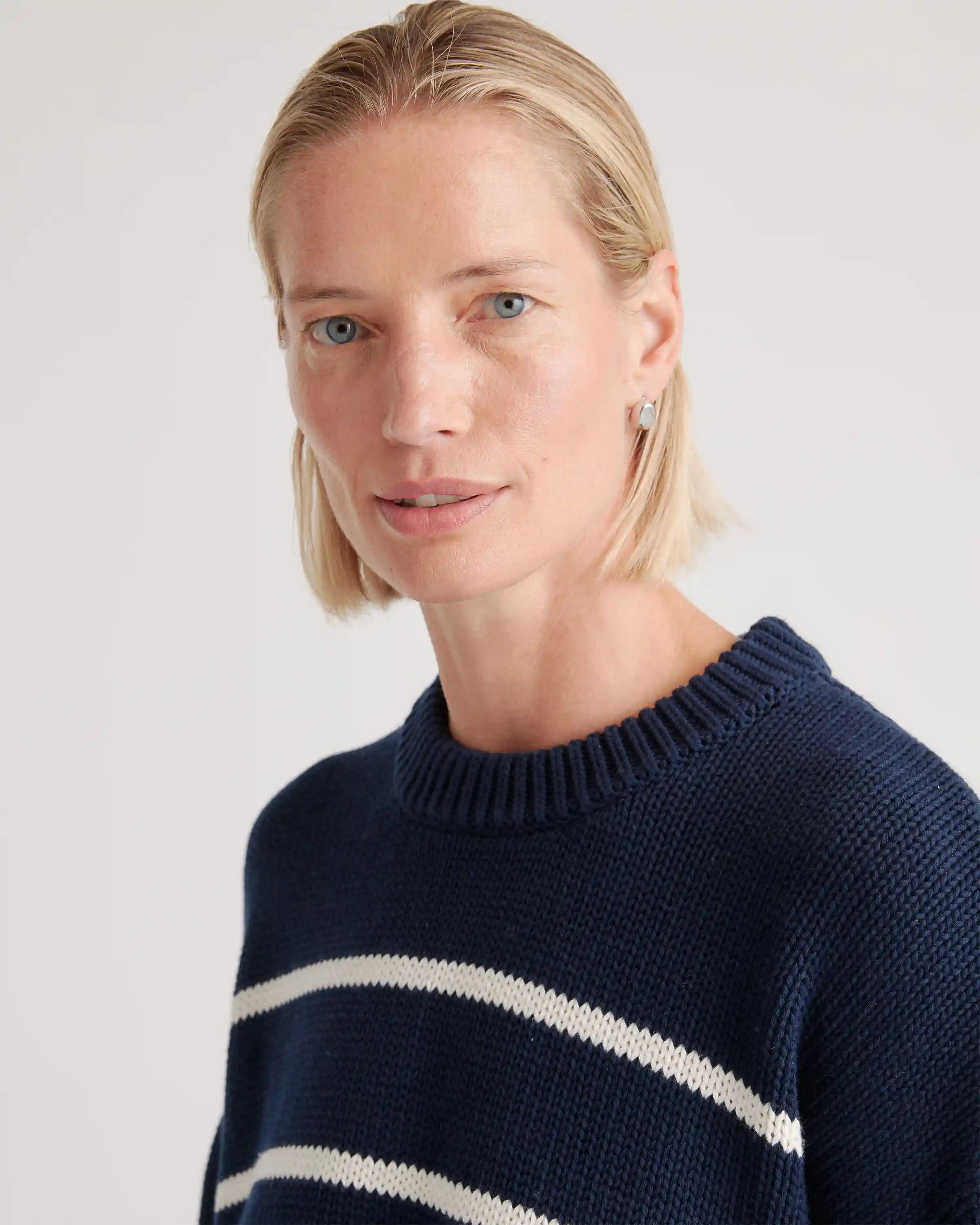100% Organic Cotton Striped Crew Sweater
