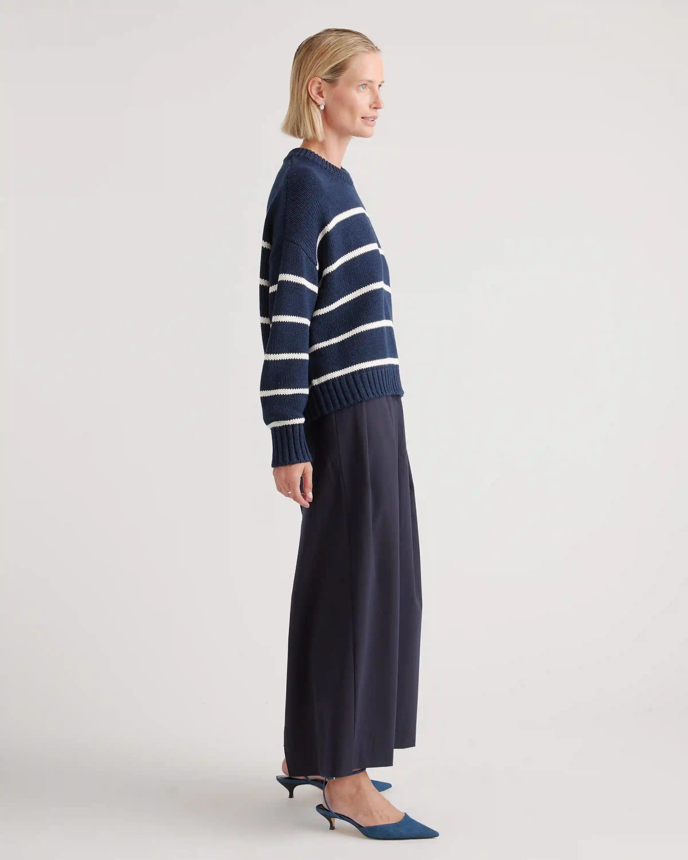 100% Organic Cotton Striped Crew Sweater