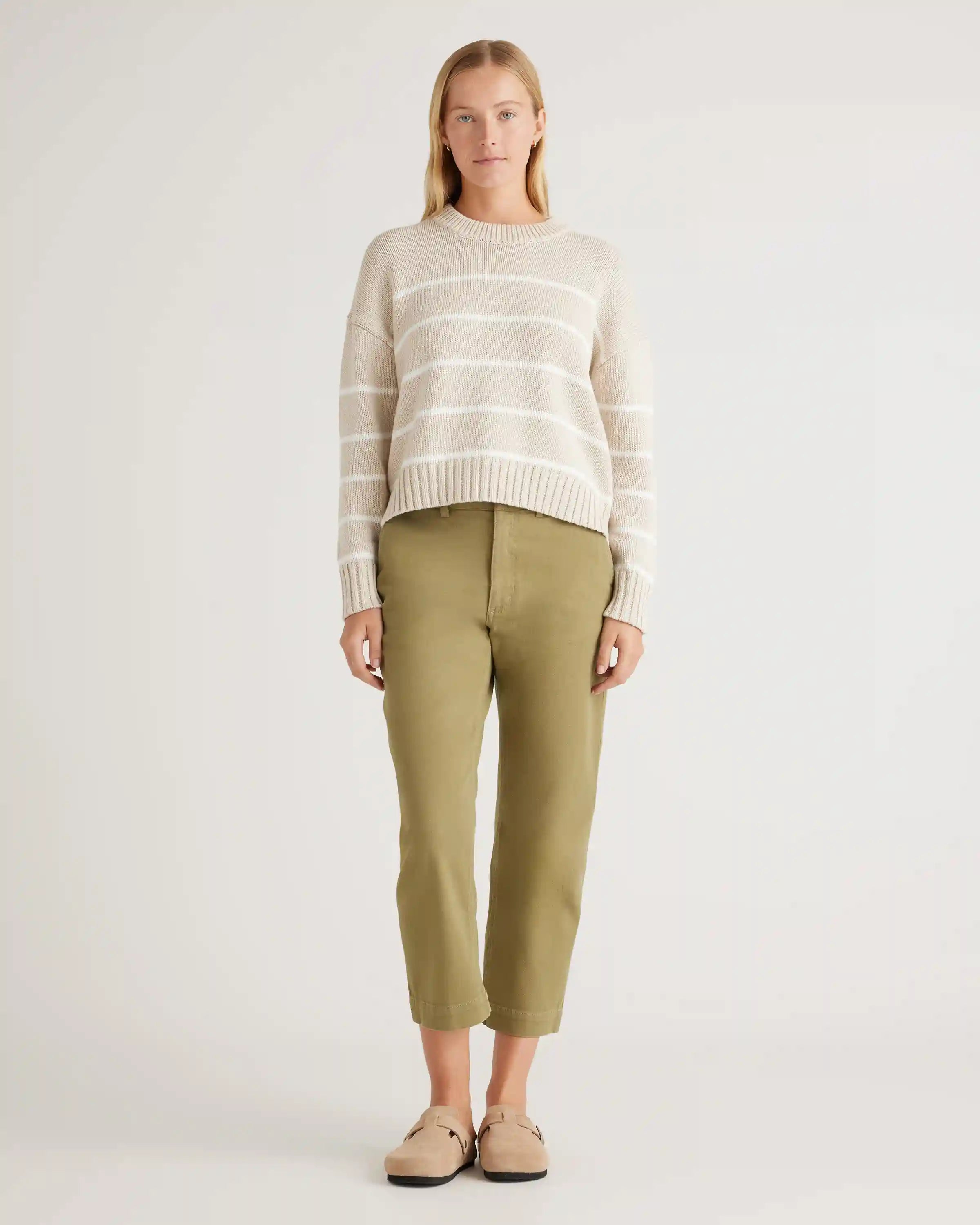 100% Organic Cotton Striped Crew Sweater