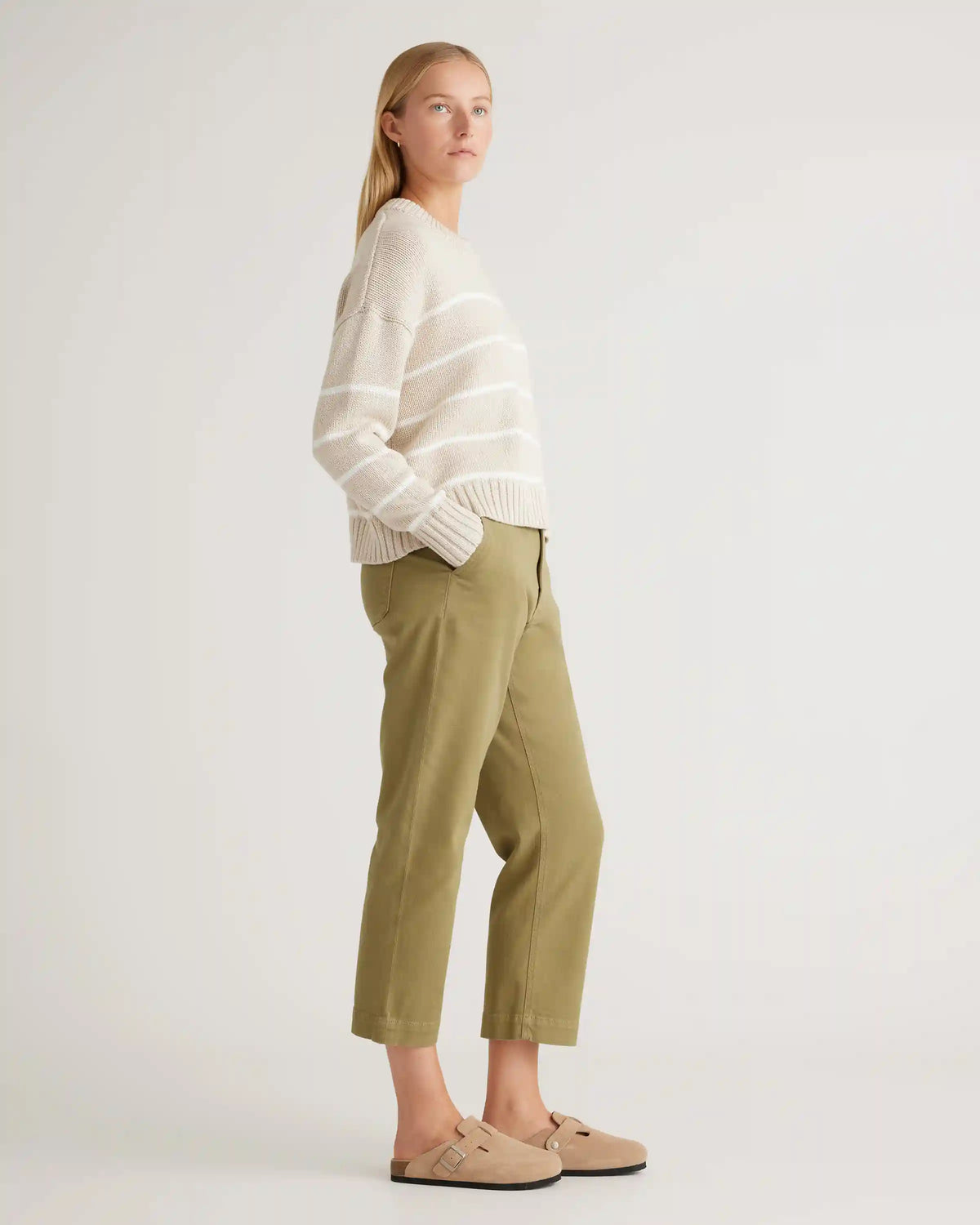 100% Organic Cotton Striped Crew Sweater