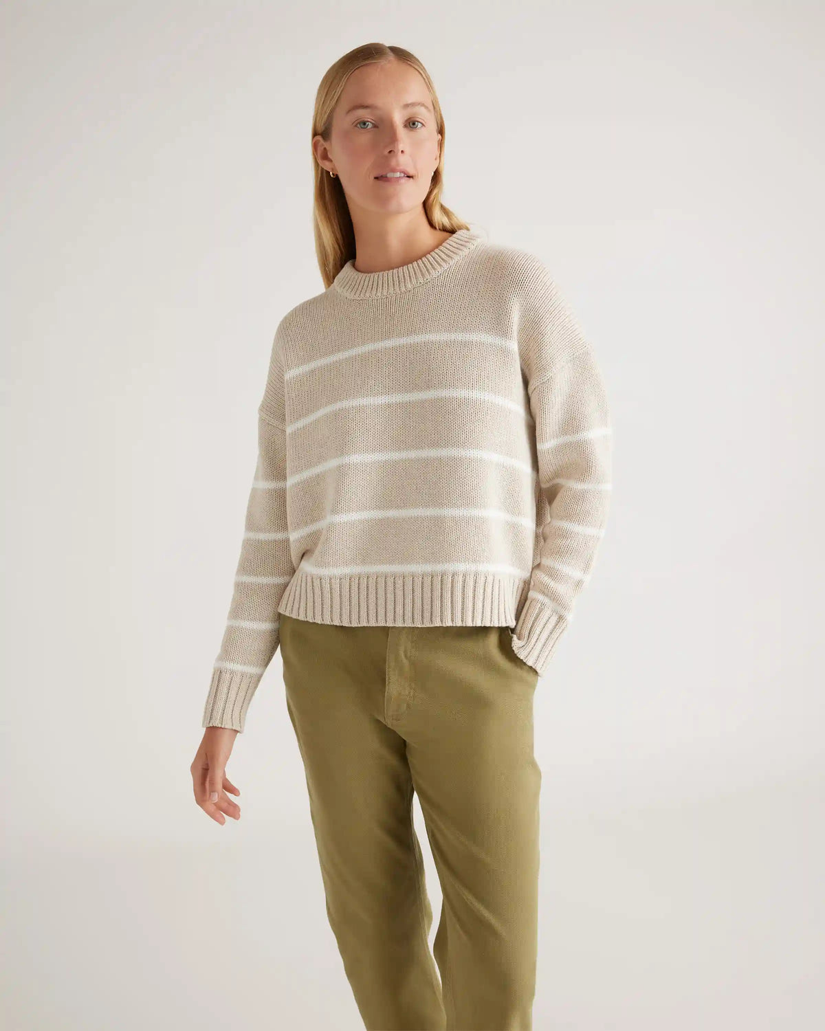 100% Organic Cotton Striped Crew Sweater